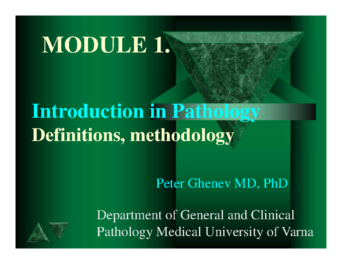 EL GP 1 Introduction in pathology - MODULE 1. Department of General and ...
