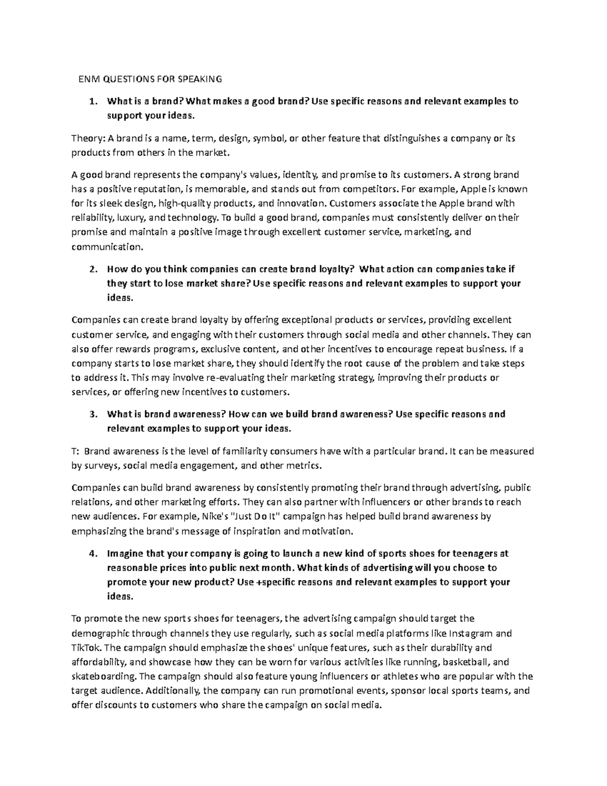 ENM- Questions-FOR- Speaking-2 - ENM QUESTIONS FOR SPEAKING What is a ...