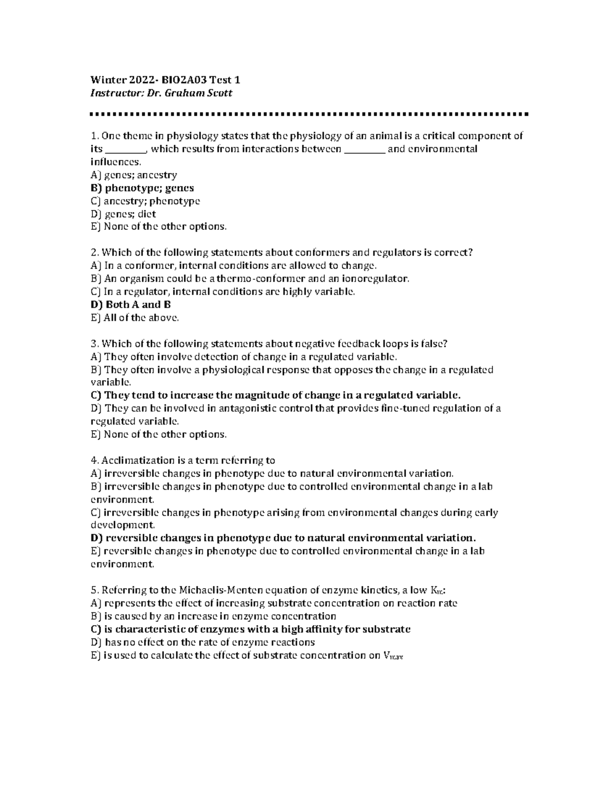 Practice Midterm Study Guide for BIO2A03 - Winter 2022 - Studocu
