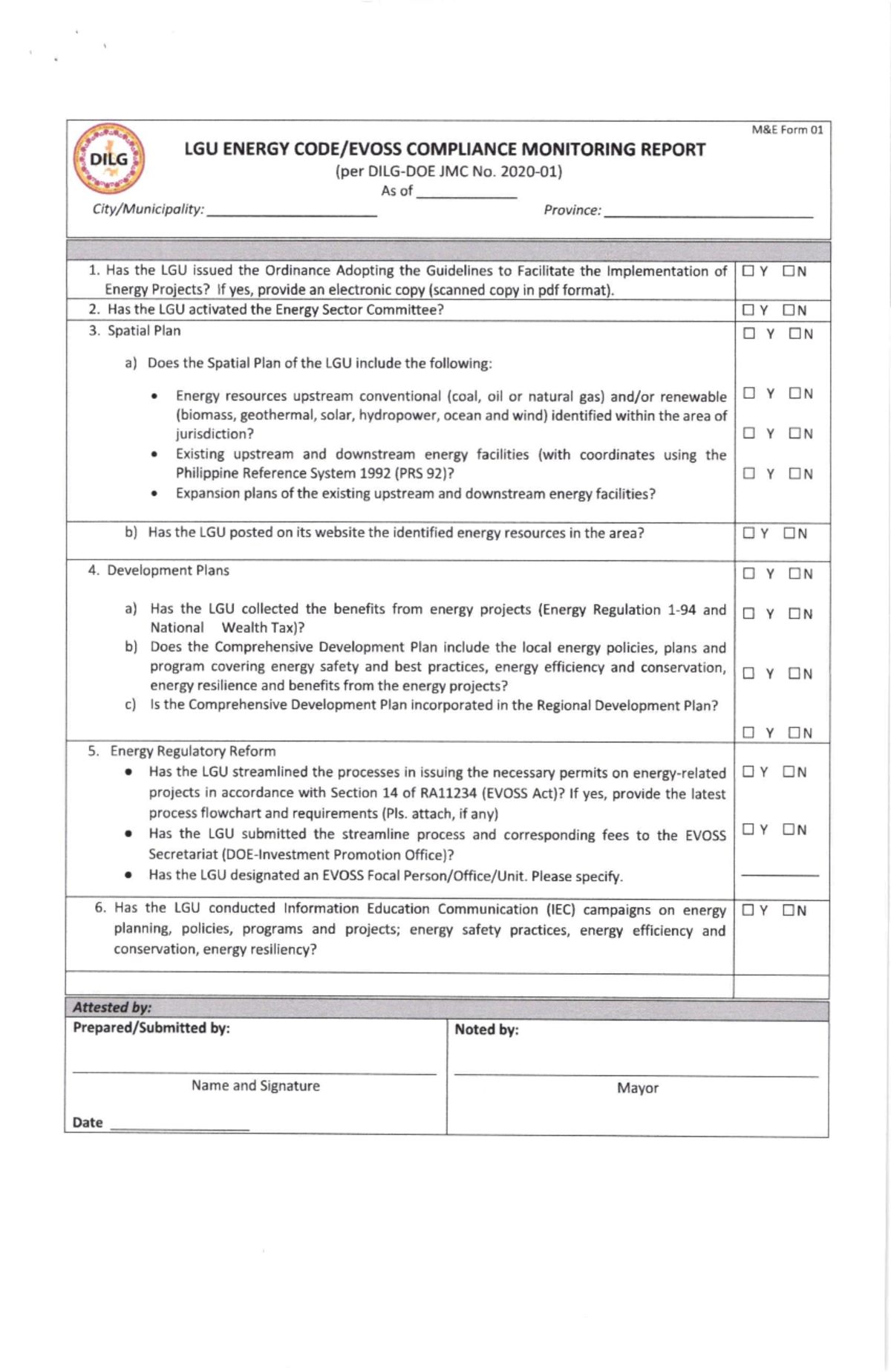 LGU Energy Compliance Monitoring Report (Form 01) - DILG - Studocu