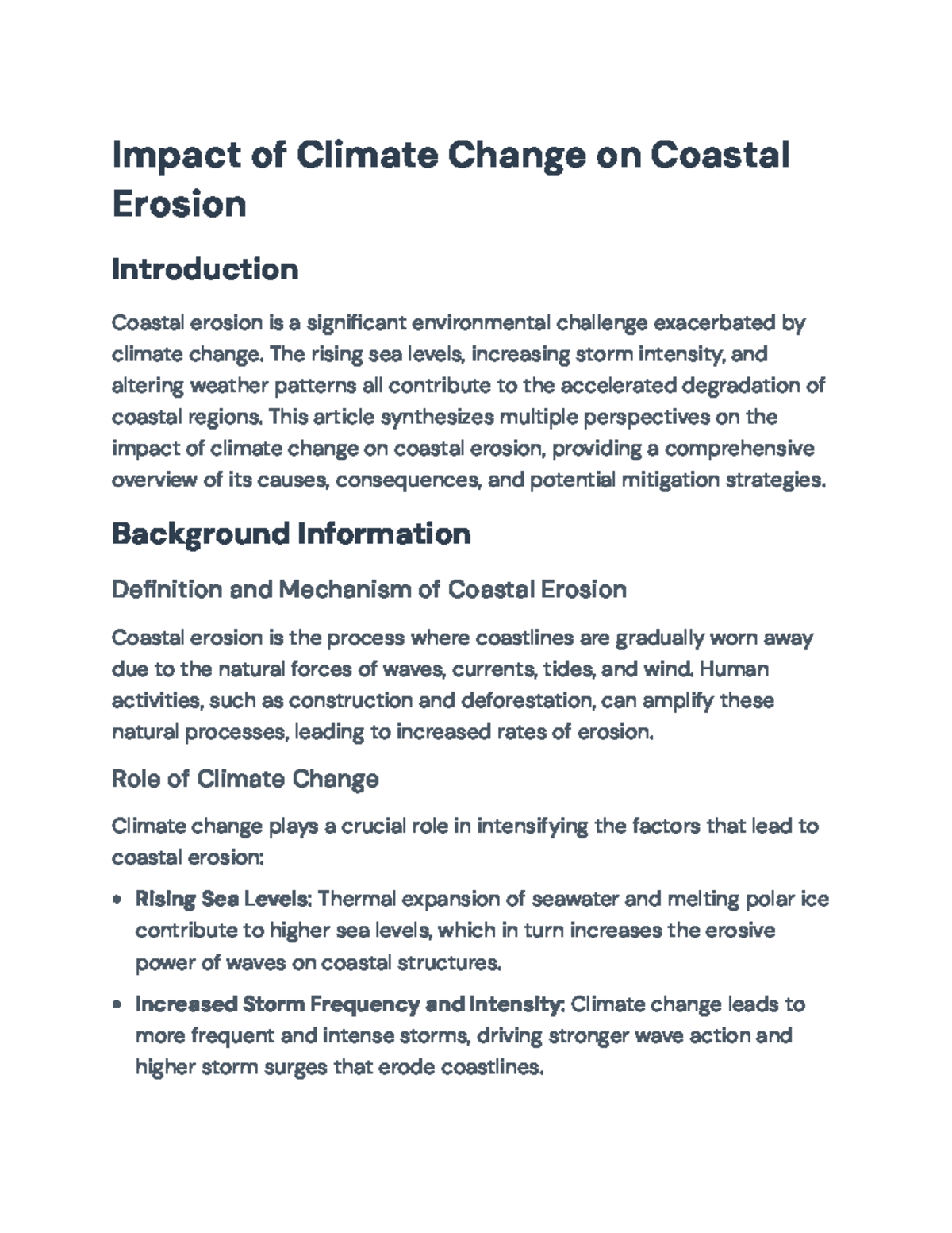Understanding Climate Change Impact on Coastal Erosion: Causes ...