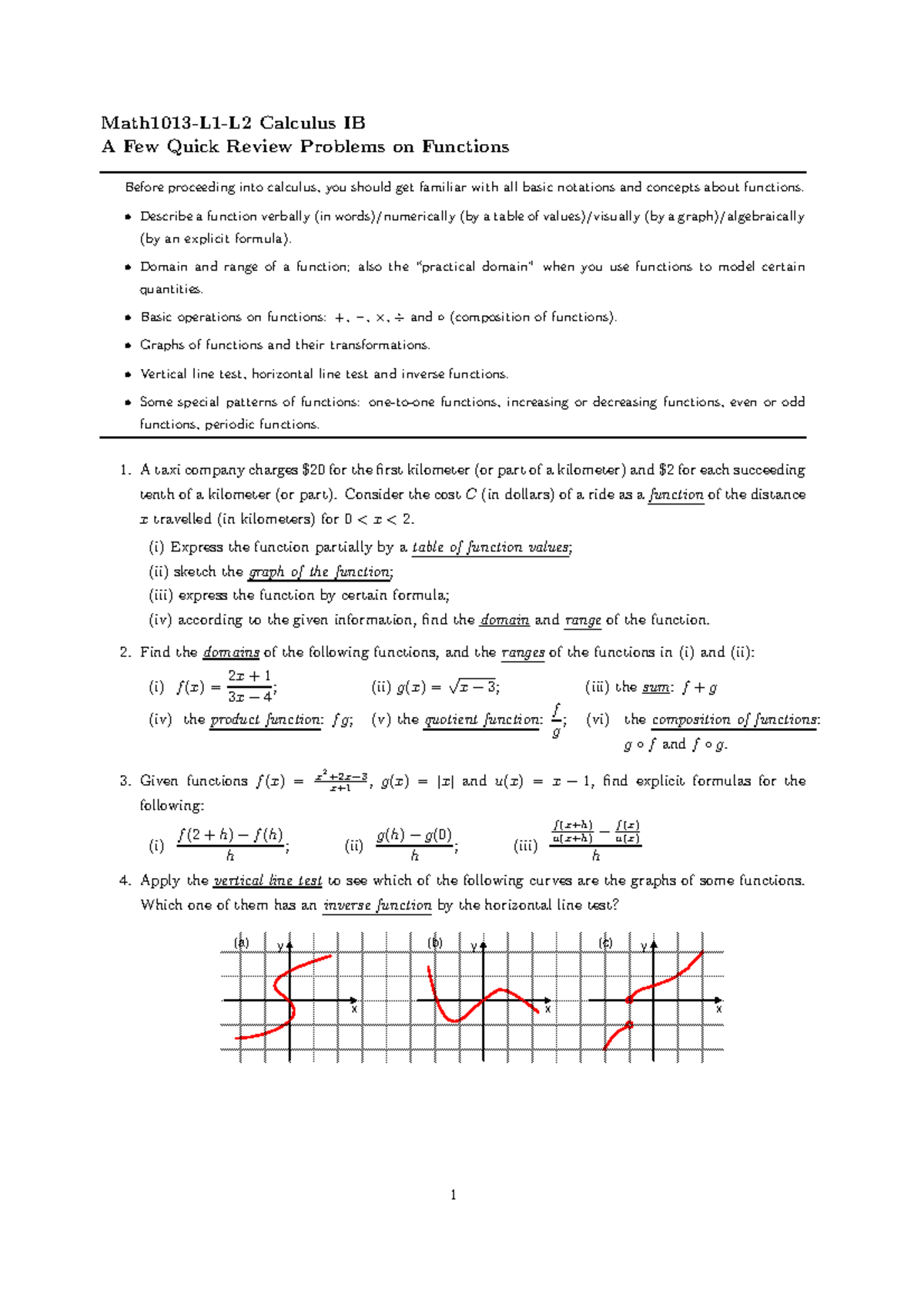 Math1013-L1-L2: Lecture Notes on Functions in Calculus IB - Studocu