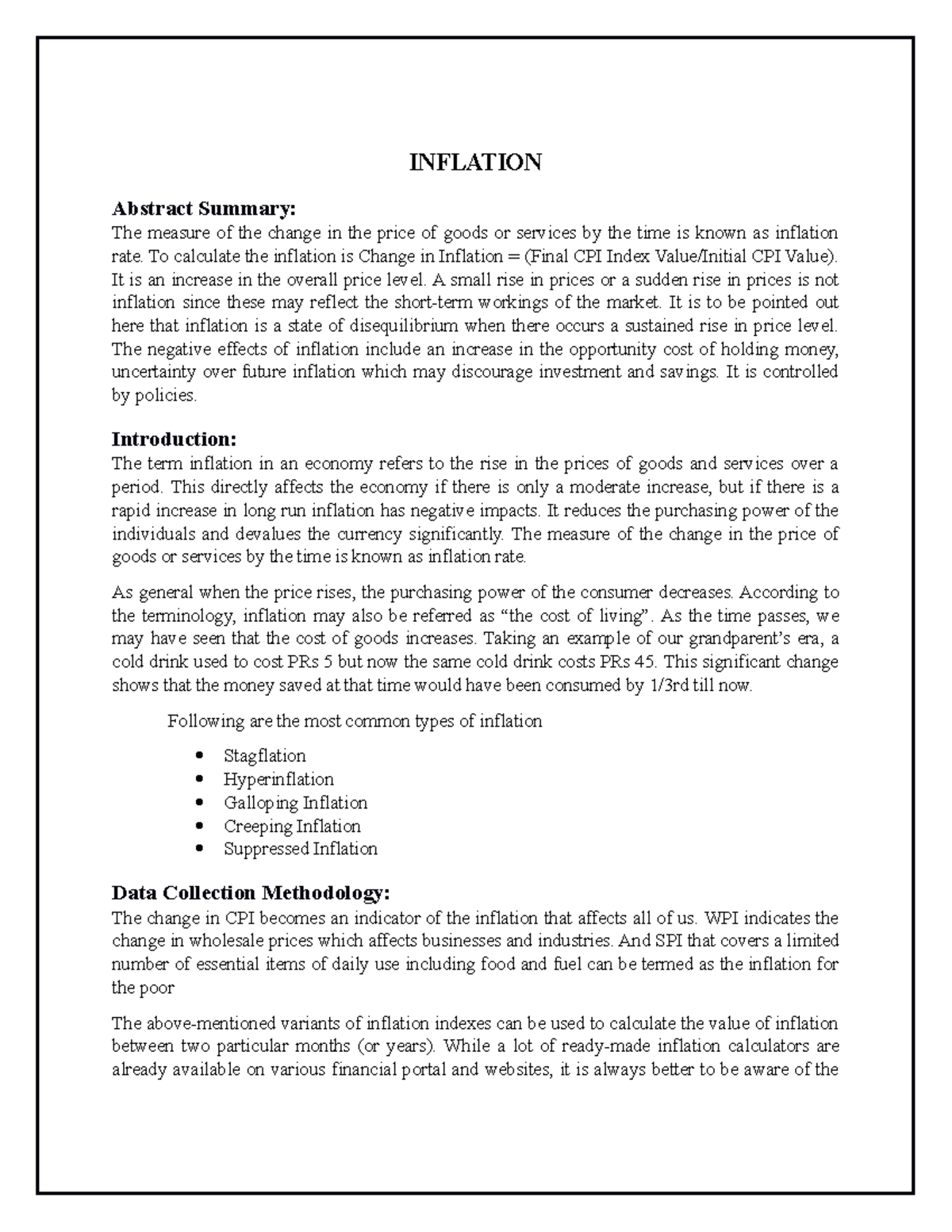 Understanding Inflation: Causes, Effects, and Control Measures - Studocu