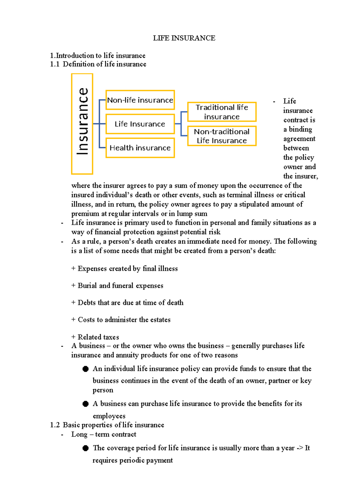 Life Insurance Overview in AOF: Key Concepts and Types - Studocu