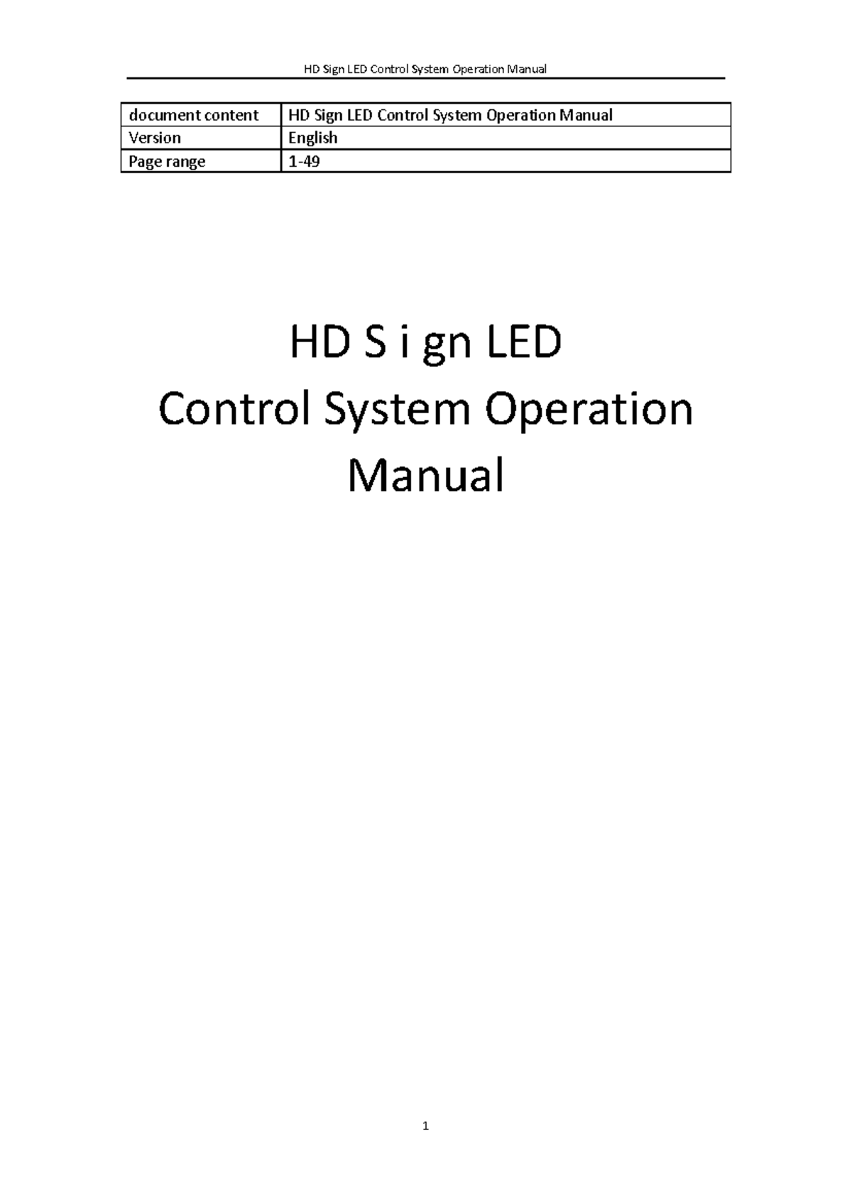 HDSign Operating Instructions V1 - document content HD Sign LED Control ...