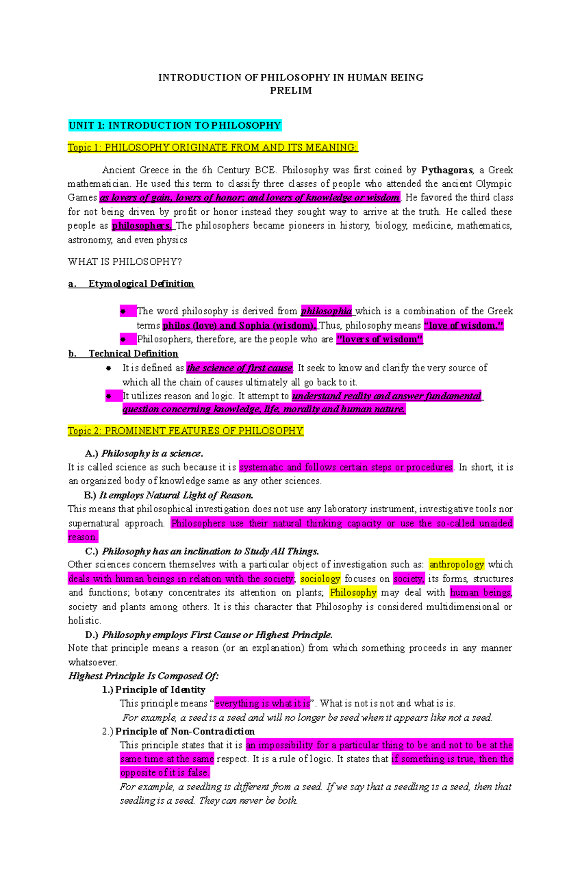 Philo 1 - Module 1 - Prelim Study on Philosophy's Fundamentals - Studocu