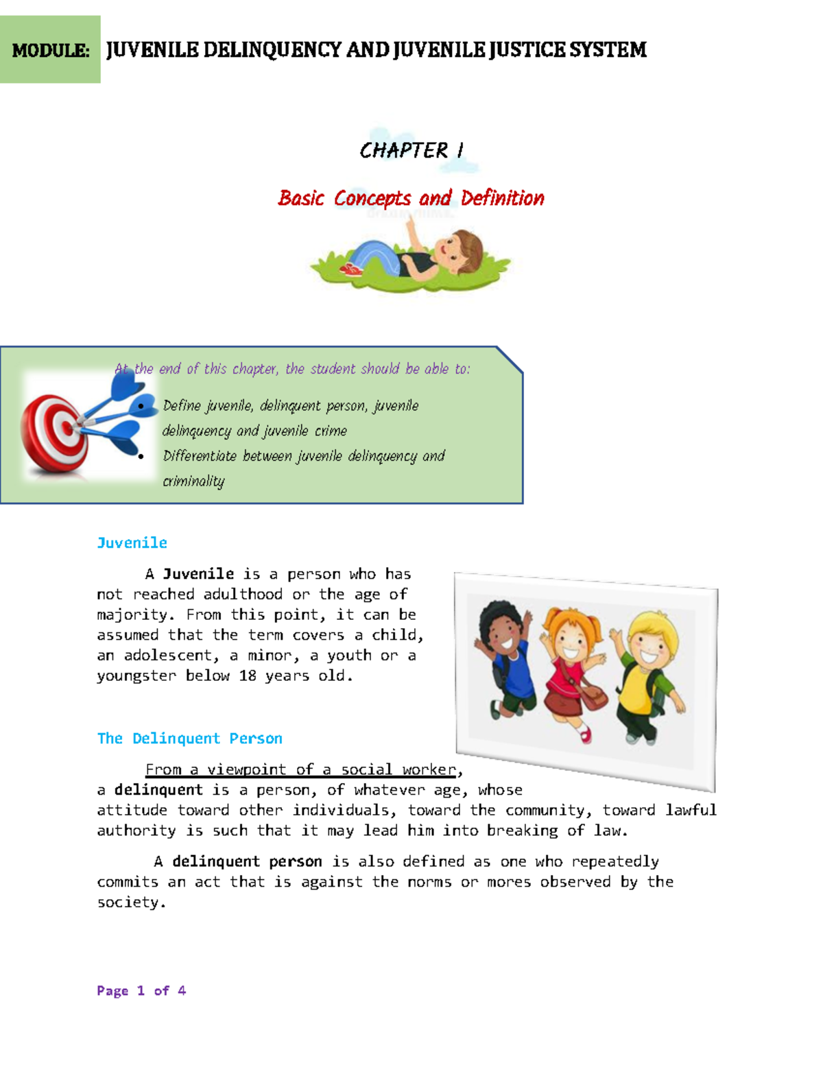 Chapter 1 - Basic Concepts of Juveniles & Delinquency (Course Code ...