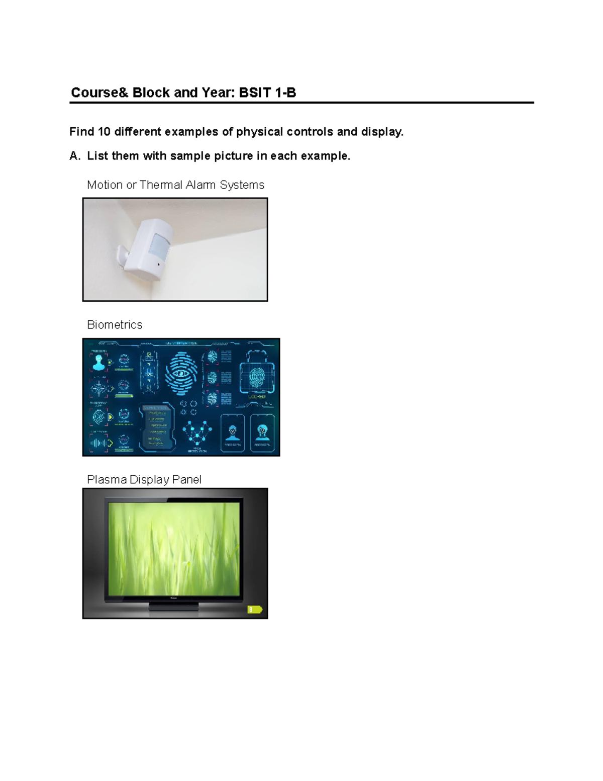 BSIT 1-B Prelims Activity 1: Physical Controls and Displays Examples ...