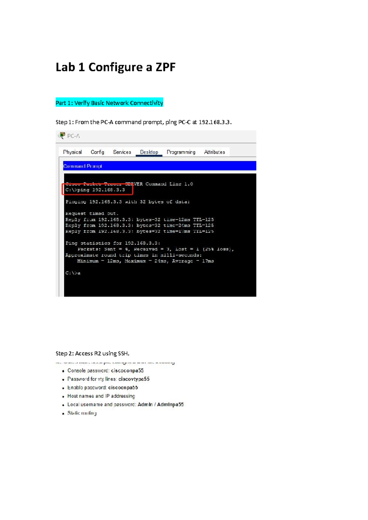 Lab 1 and 2: Configure ZPF and IPv6 ACLs - Week 4 guide - Studocu