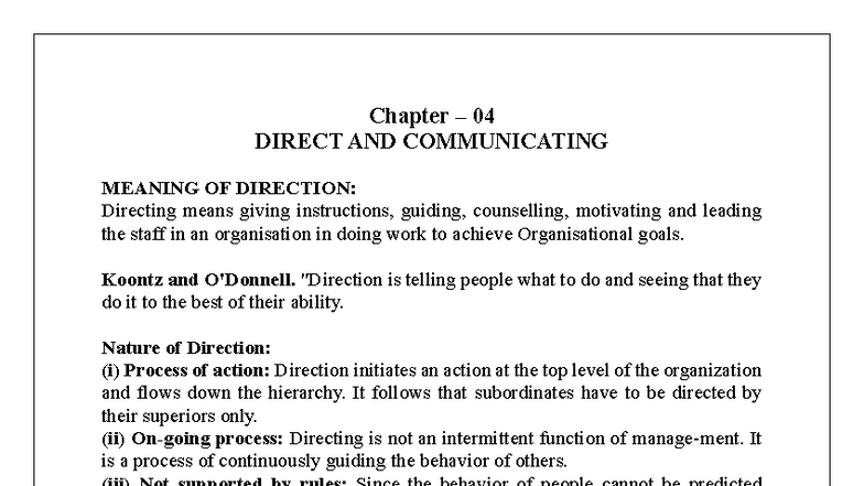 Directing - Lecture notes - Chapter – 04 DIRECT AND COMMUNICATING ...