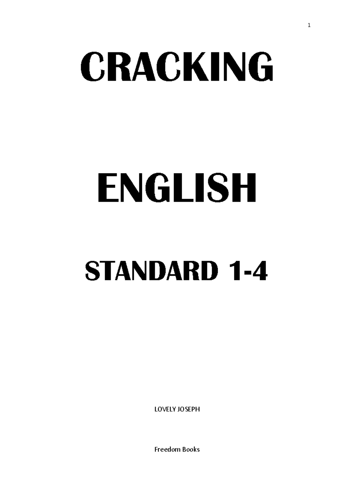 Cracking STD 1-4 English: A Comprehensive Guide to Language Skills ...
