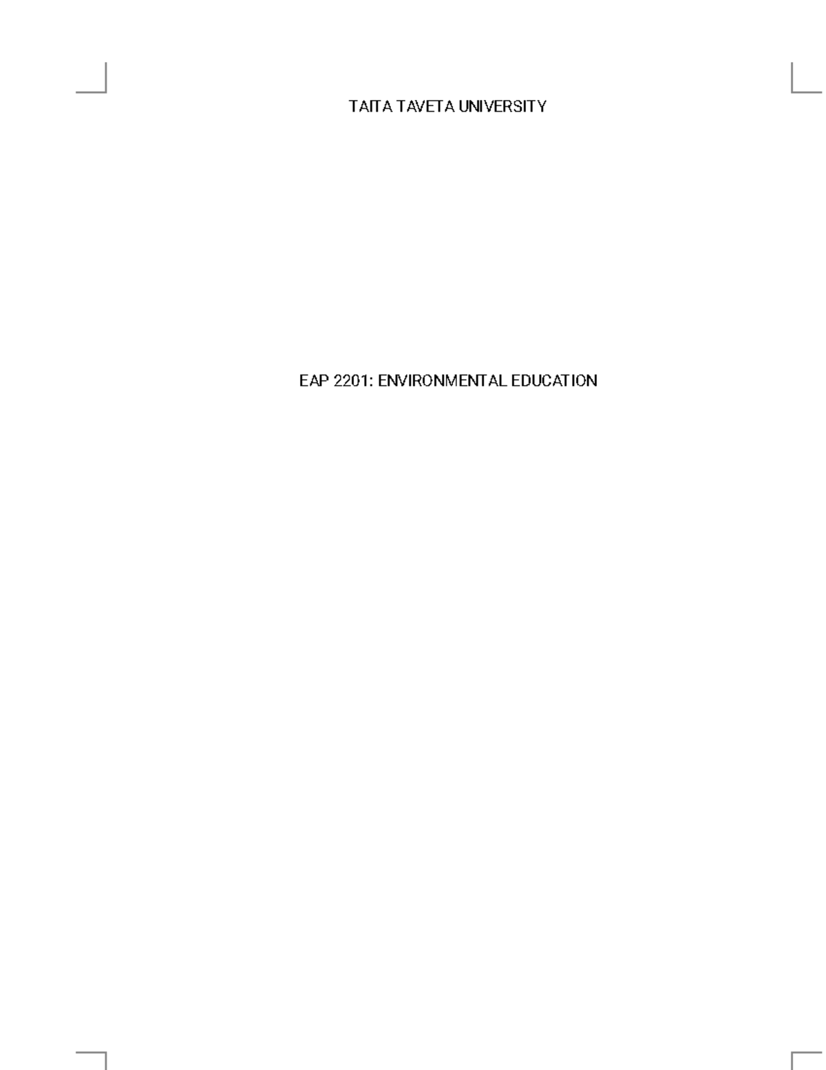 EAP 2101: Environmental Education Course Outline and Key Concepts ...