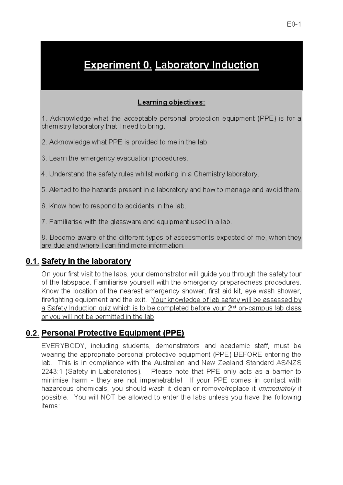 Laboratory Induction: Safety PPE and Procedures - Studocu