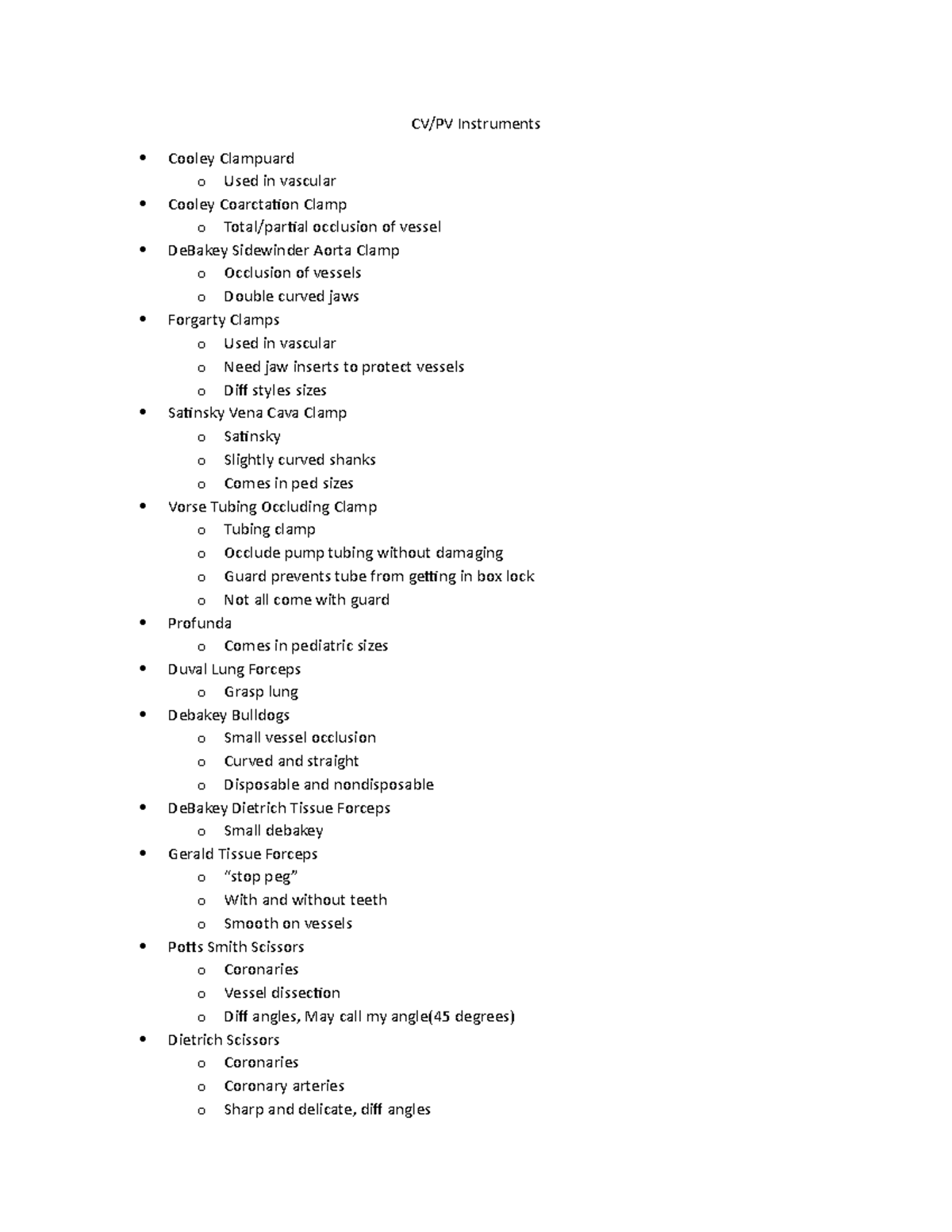 STE CV/PV Surgical Instruments Overview and Use Cases - Studocu