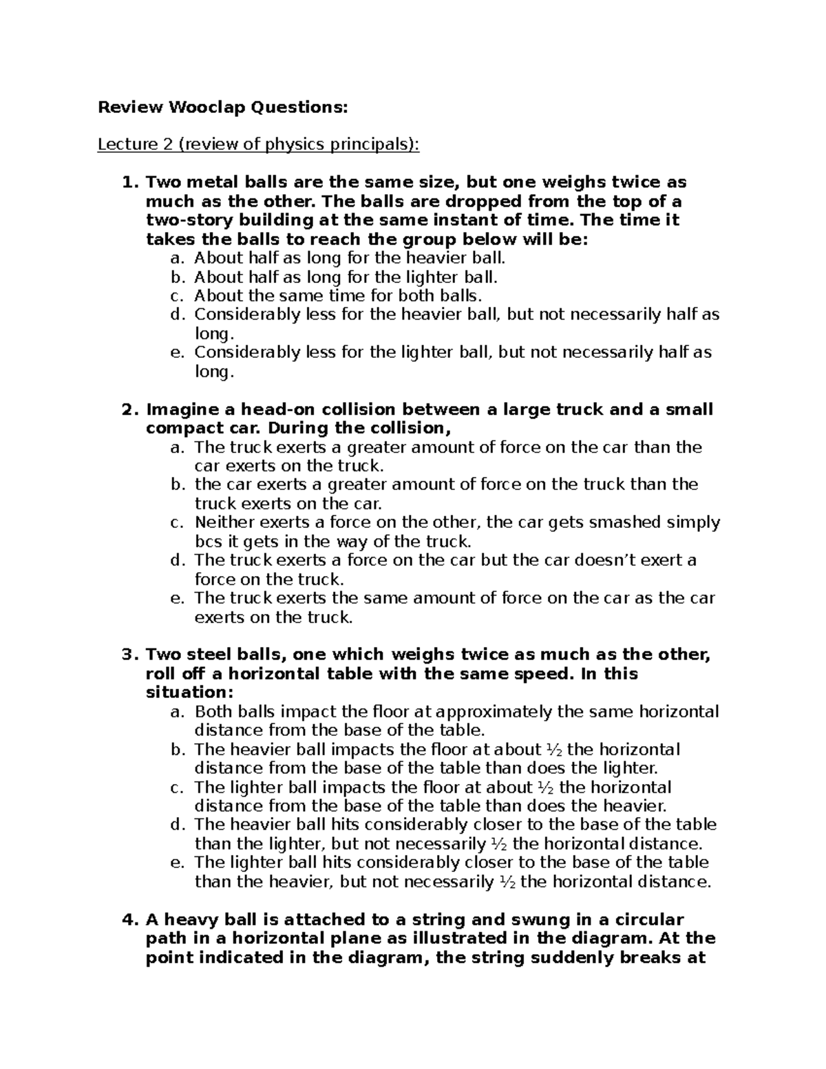 APA2114-Lecture 2 & 5 Review: Wooclap Questions for Physics Principles ...