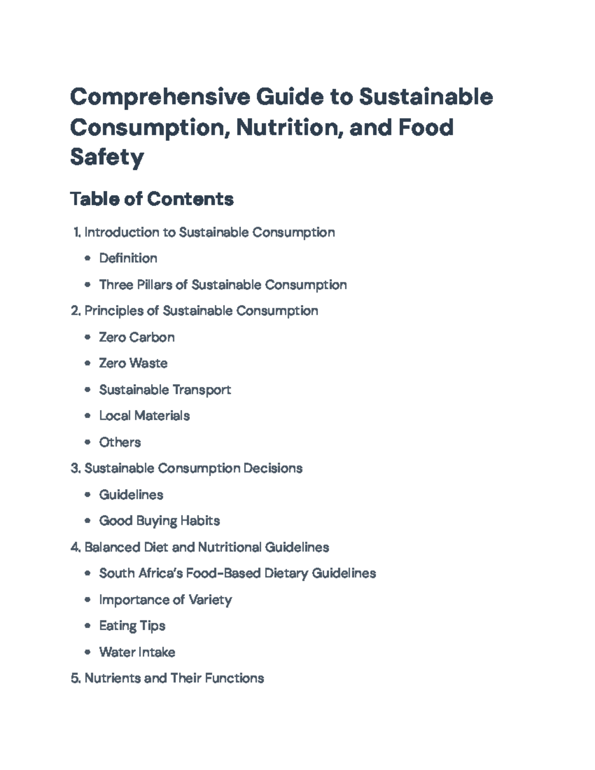 Sustainable Consumption, Nutrition & Food Safety Guide (Course Code ...