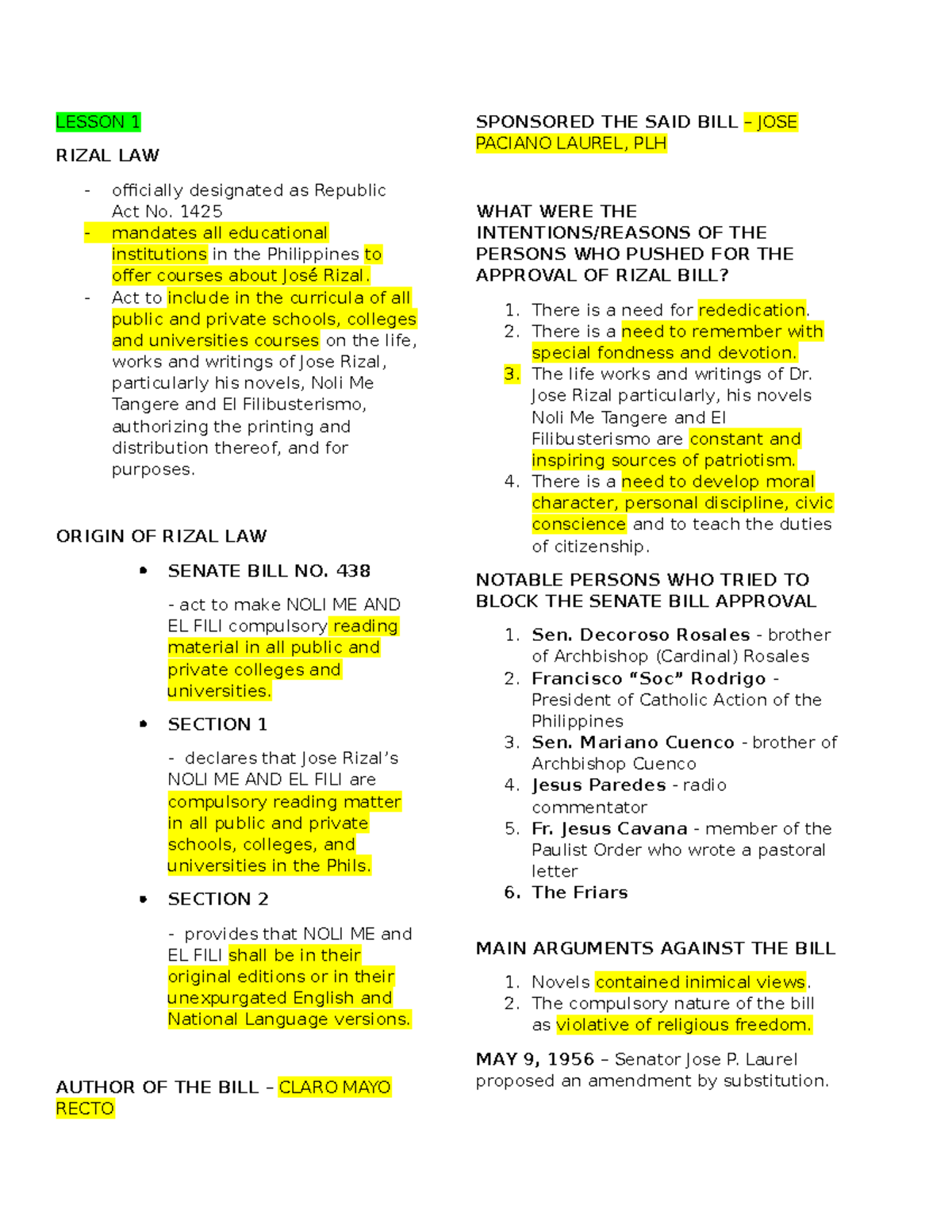 GE-6- Reviewer - About the Life od Dr. Jose Rizal Notes - LESSON 1 ...