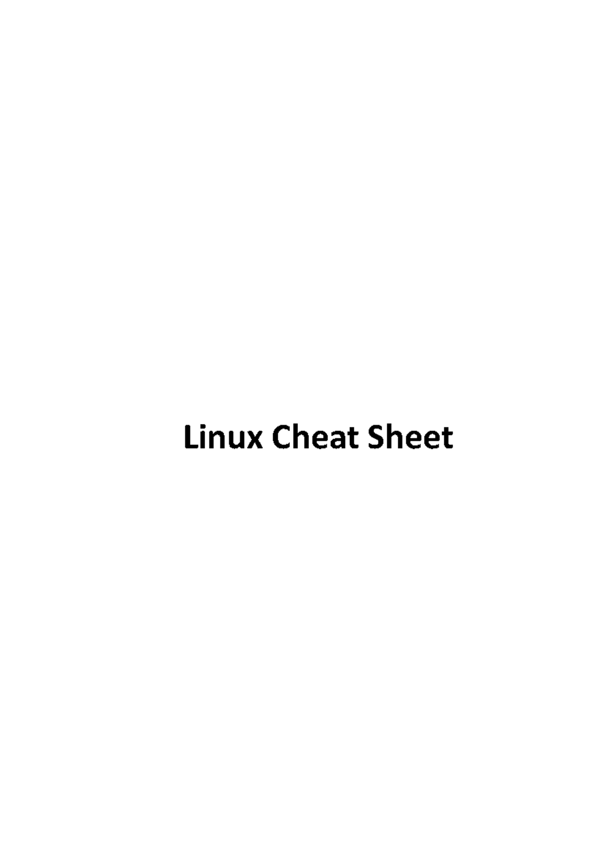 Linux Cheat Sheet - Linux Cheat Sheet File and Directory Management 1 ...