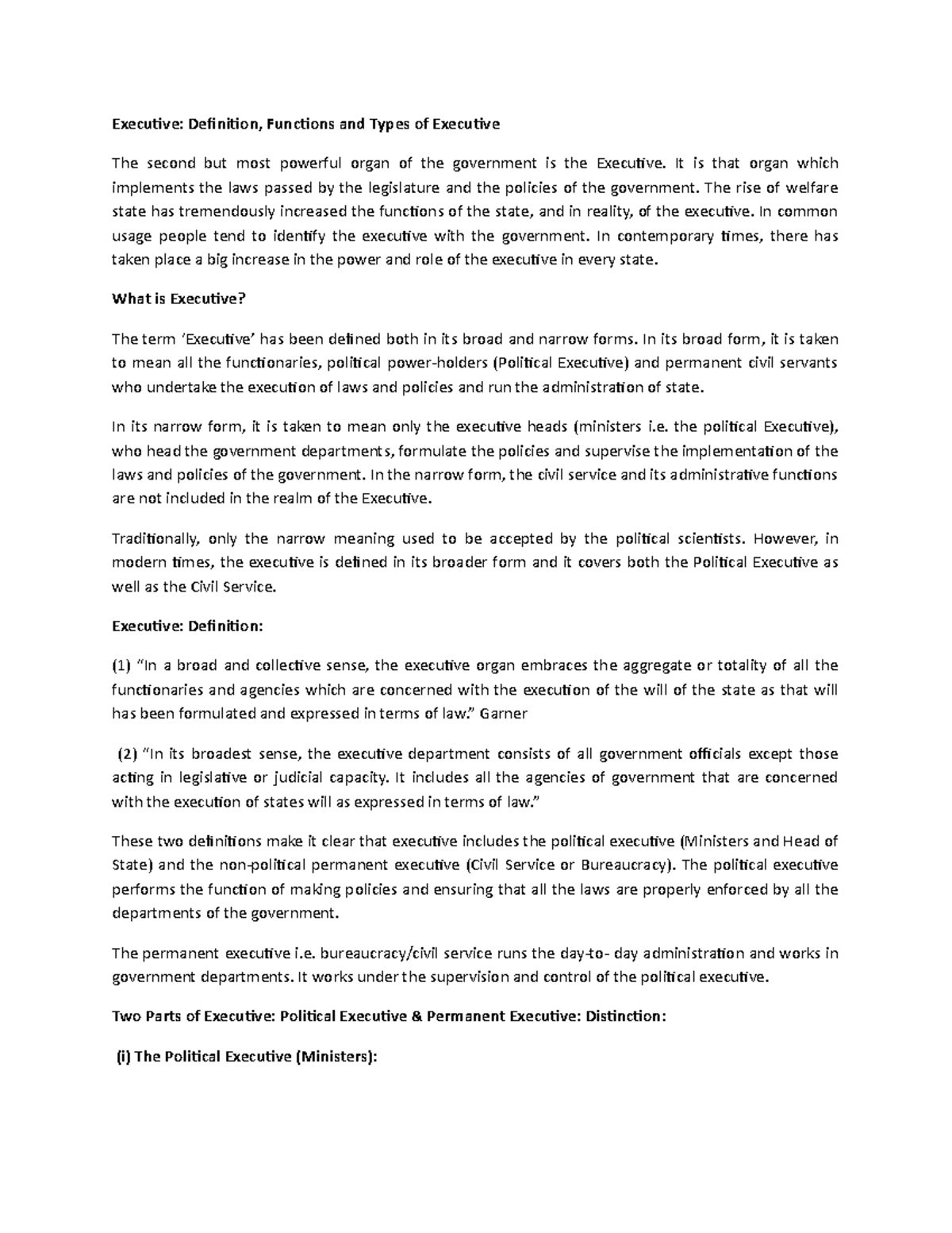 Executive: Definition, Functions & Types of Executive in Governance ...