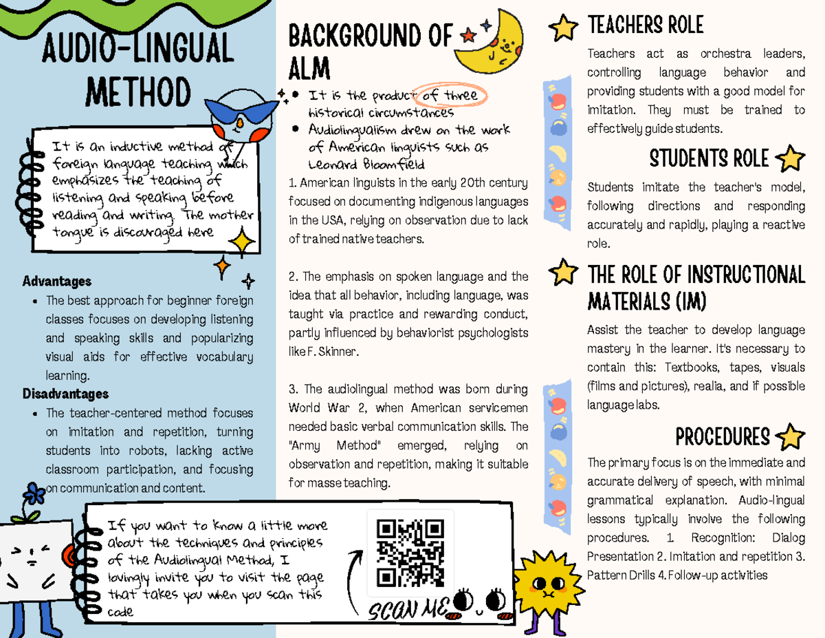 Audiolingual Method Handout (1) - It is the product of three historical ...