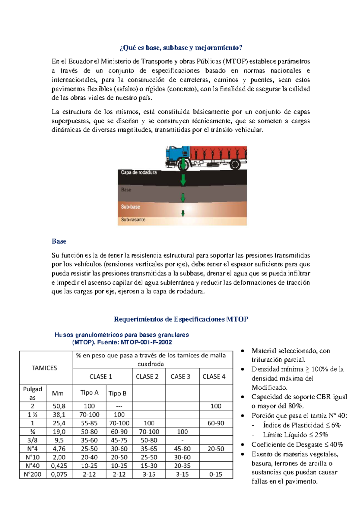 MTOP: Especificaciones para Base, Subbase y Mejoramiento de Suelos ...