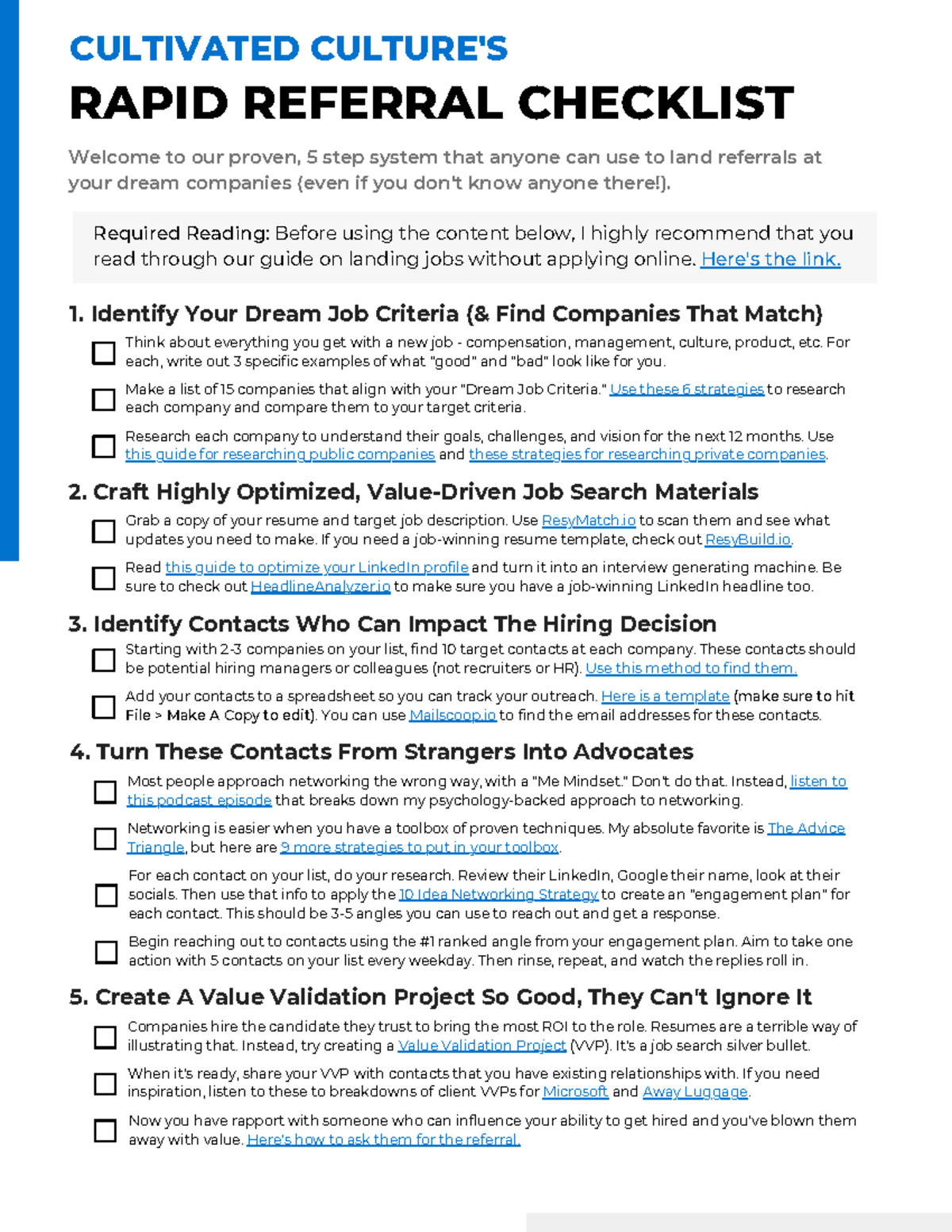 Cultivated Culture's Rapid Referral Checklist - RAPID REFERRAL ...