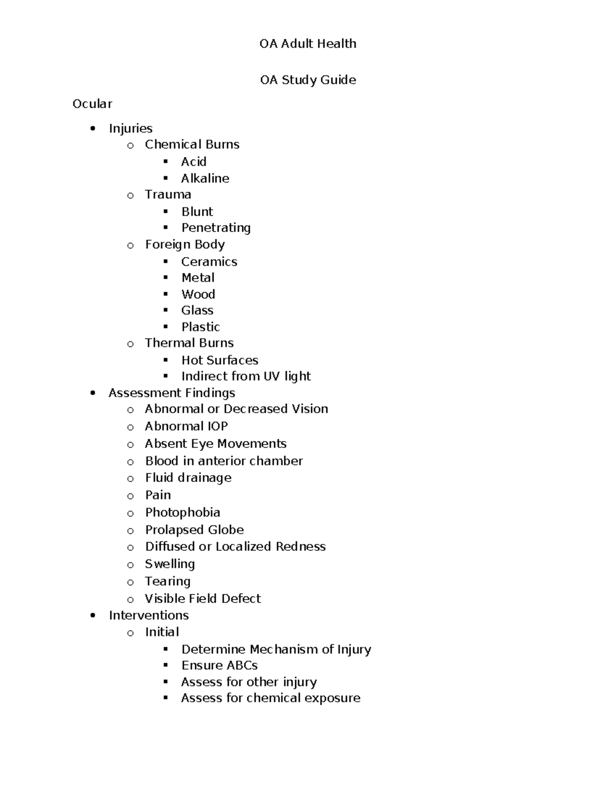D443 Health Assessment Study Guide: Cranial Nerves & Key