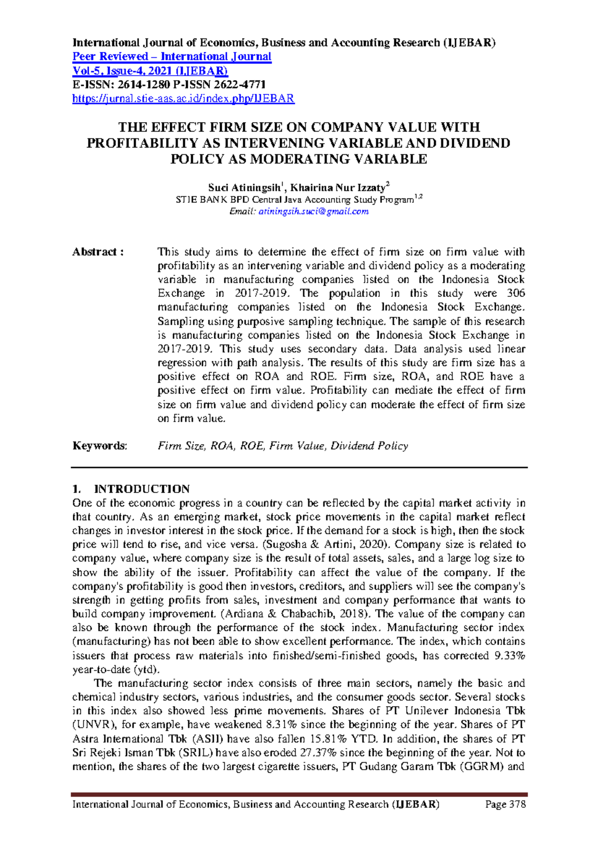 The Effect of Firm Size on Company Value: Profitability & Dividend ...