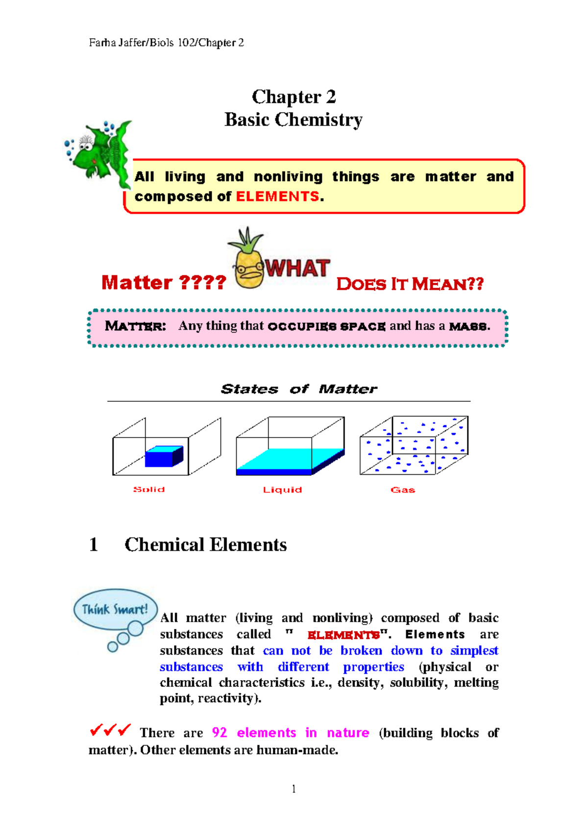 Farha 2 Chapter 2: Basic Chemistry Overview and Key Concepts - Studocu