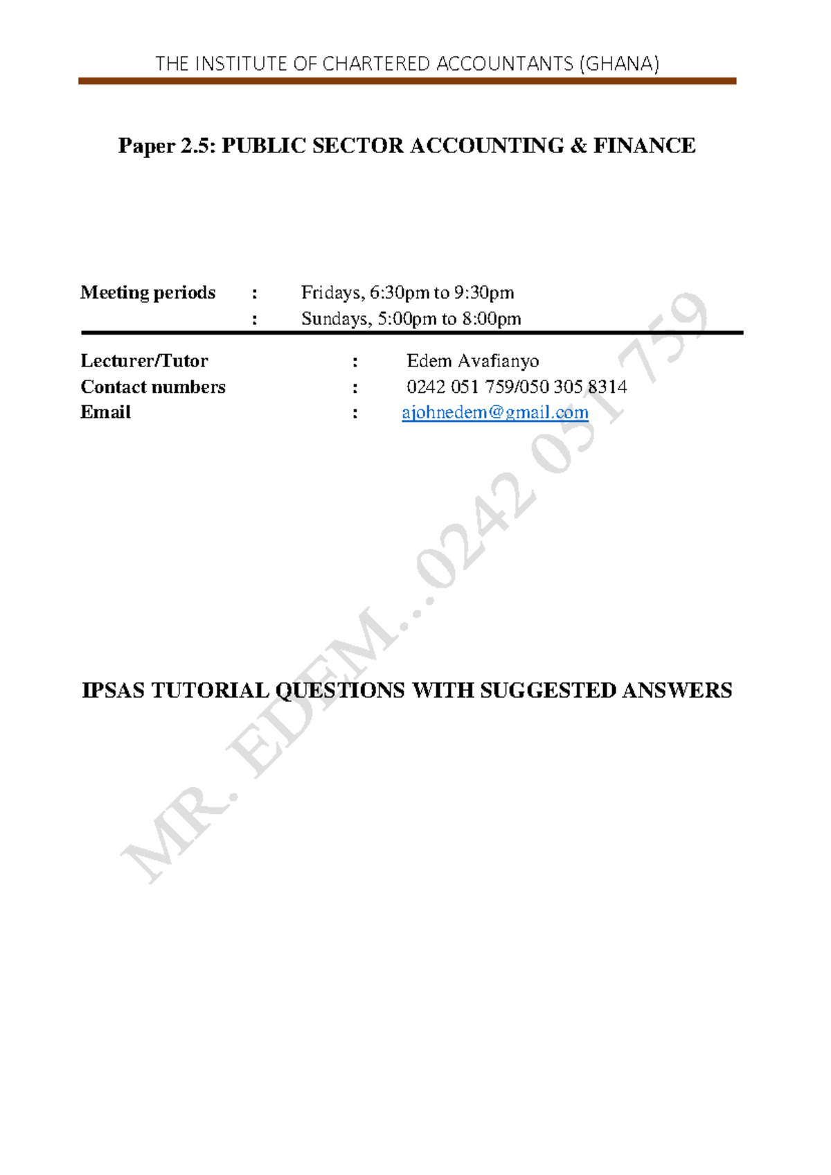 IPSAS 12 & 17: Public Sector Accounting Tutorial Questions and ...