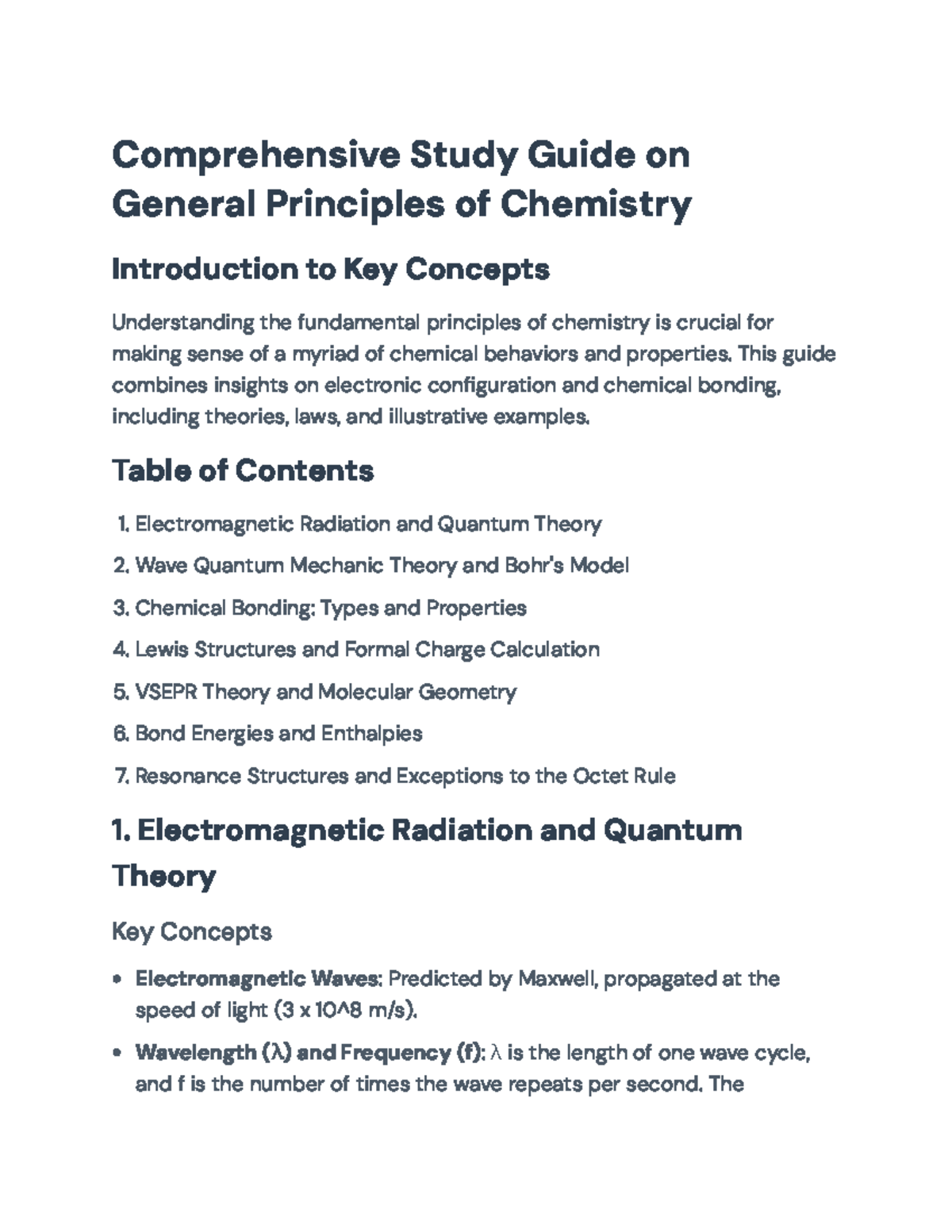 General Principles of Chemistry Study Guide: Concepts & Theories ...
