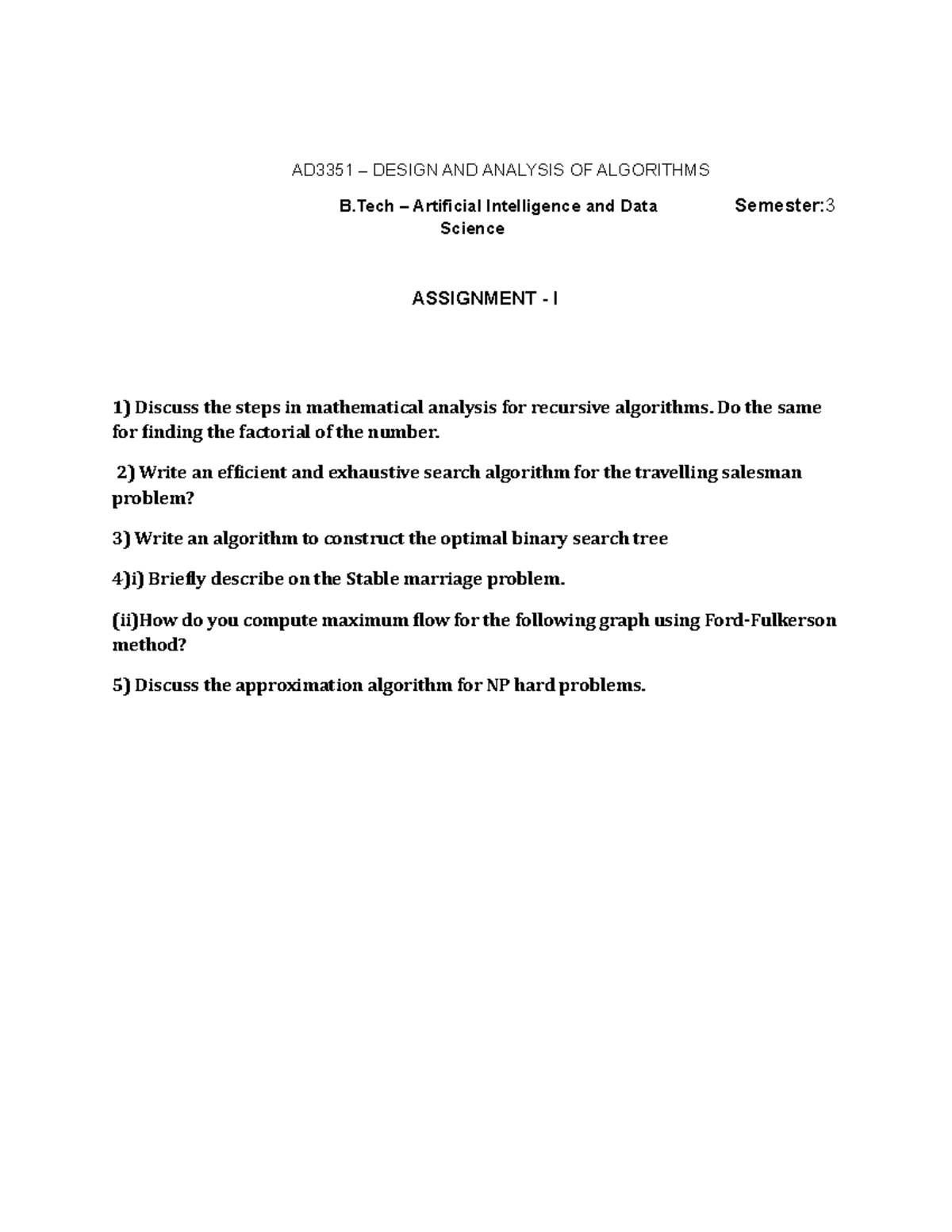 D Assignment 1 QP - Discuss the steps in mathematical analysis for ...