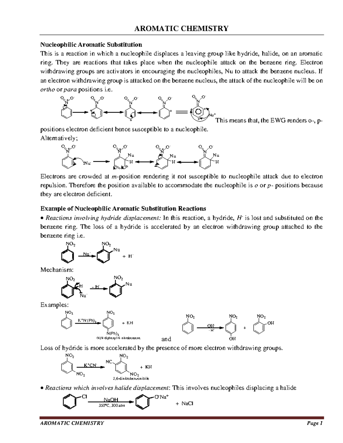 CHEM 2206 Aromatic Chemistry Lecture 11-15 Highlights and Notes - Studocu