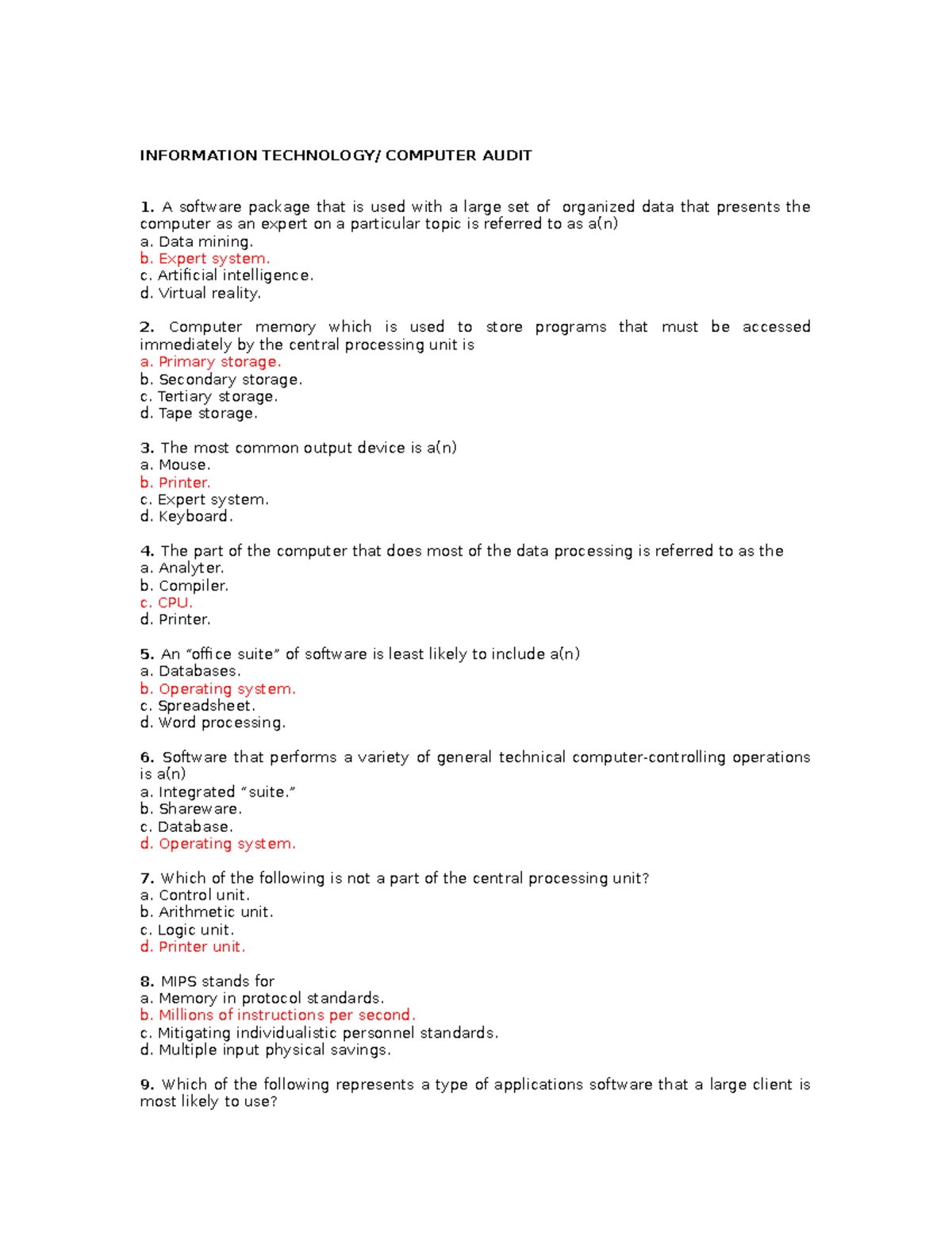 Auditing IT Systems: Key Concepts & Exam Notes for Course IT 101 - Studocu