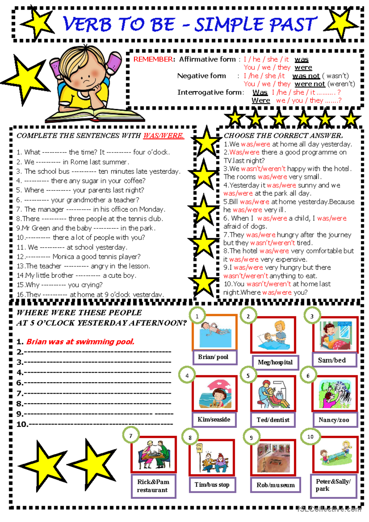 Verb To Be - Simple Past ( WAS-WERE ) - VERB TO BE – SIMPLE PAST ...
