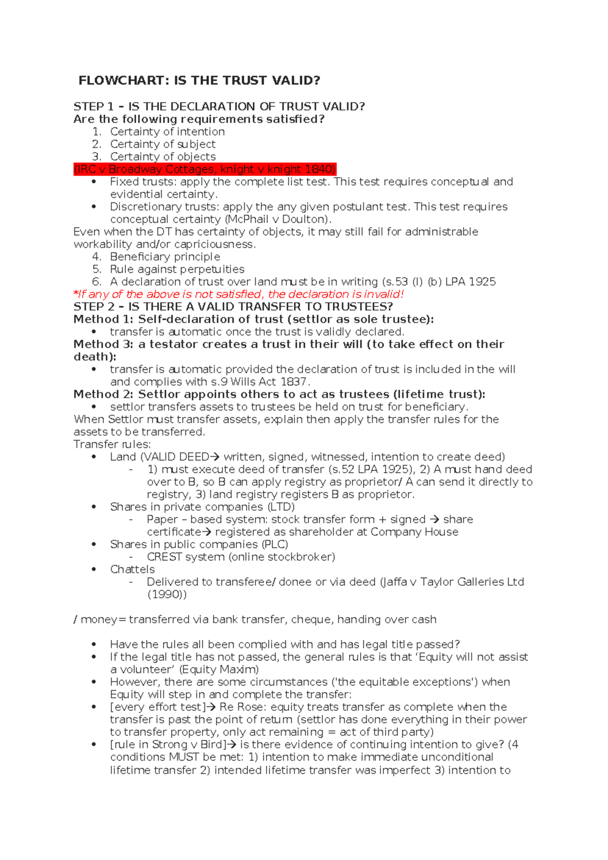 Trust Validity Flowchart: Key Steps & Legal Requirements - Studocu