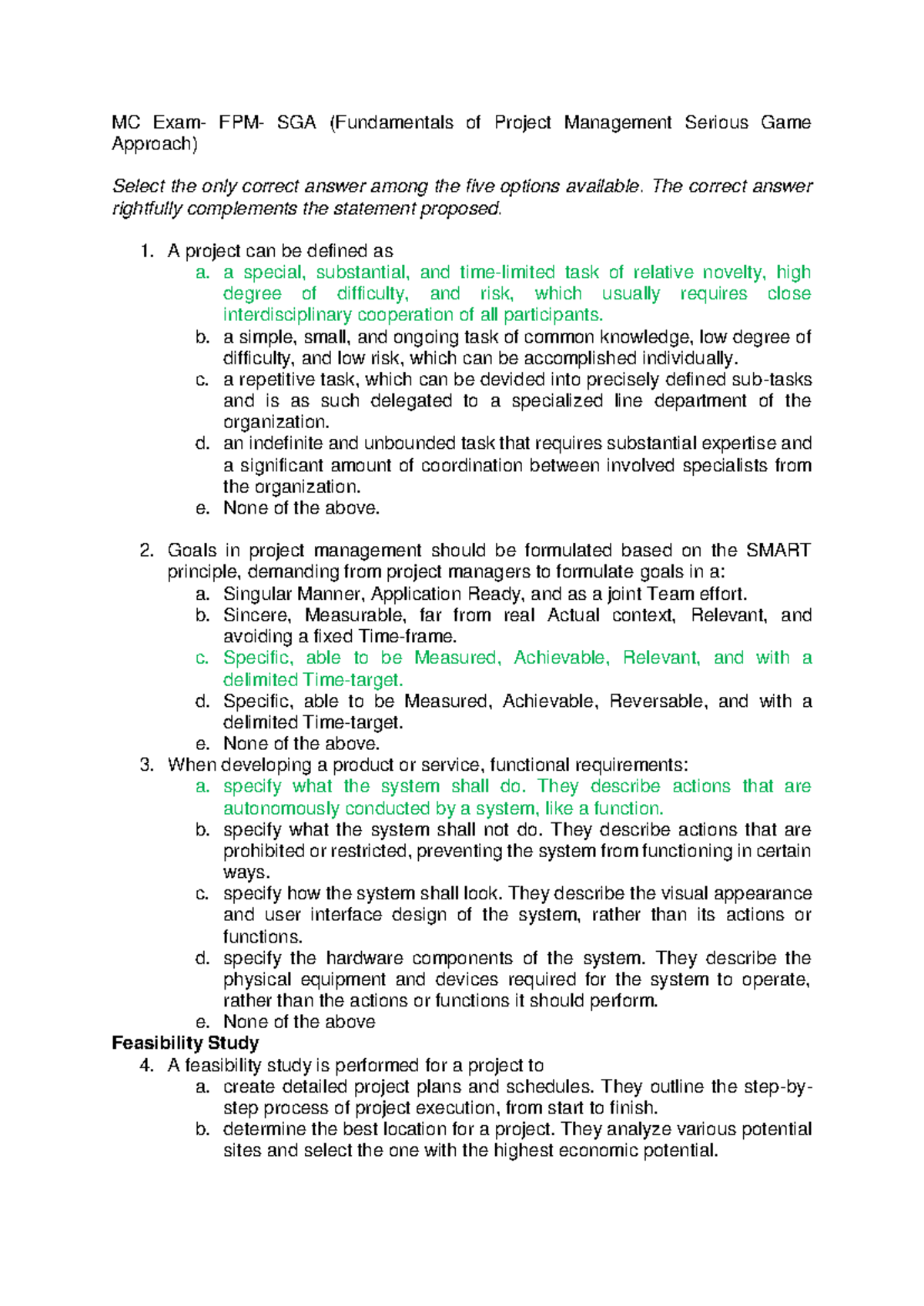 FPM WS23 LSG - Project Management Fundamentals Quiz - Studocu