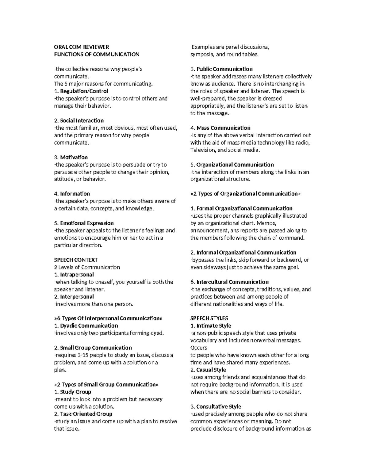 ORAL COM Reviewer: Key Functions and Contexts of Communication - Studocu