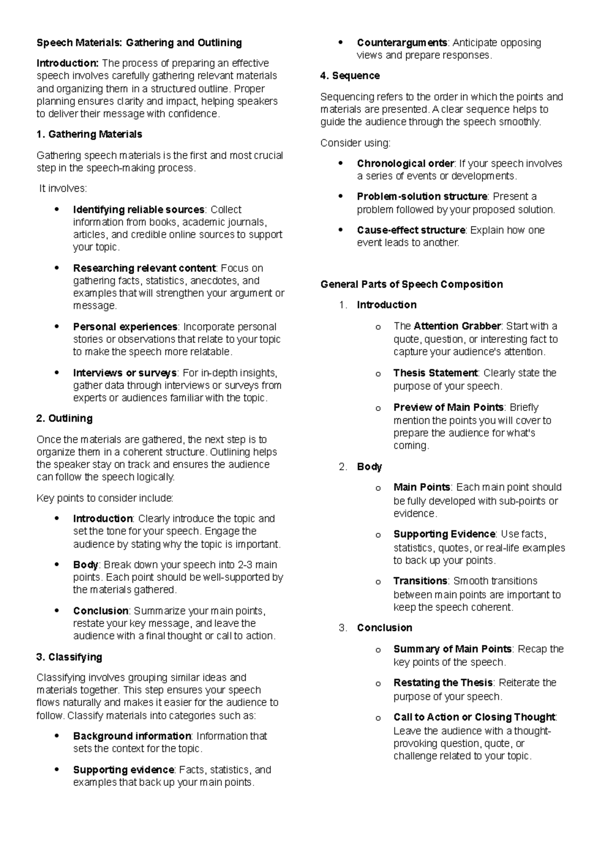 Speech-Materials - Notes - Speech Materials: Gathering and Outlining ...
