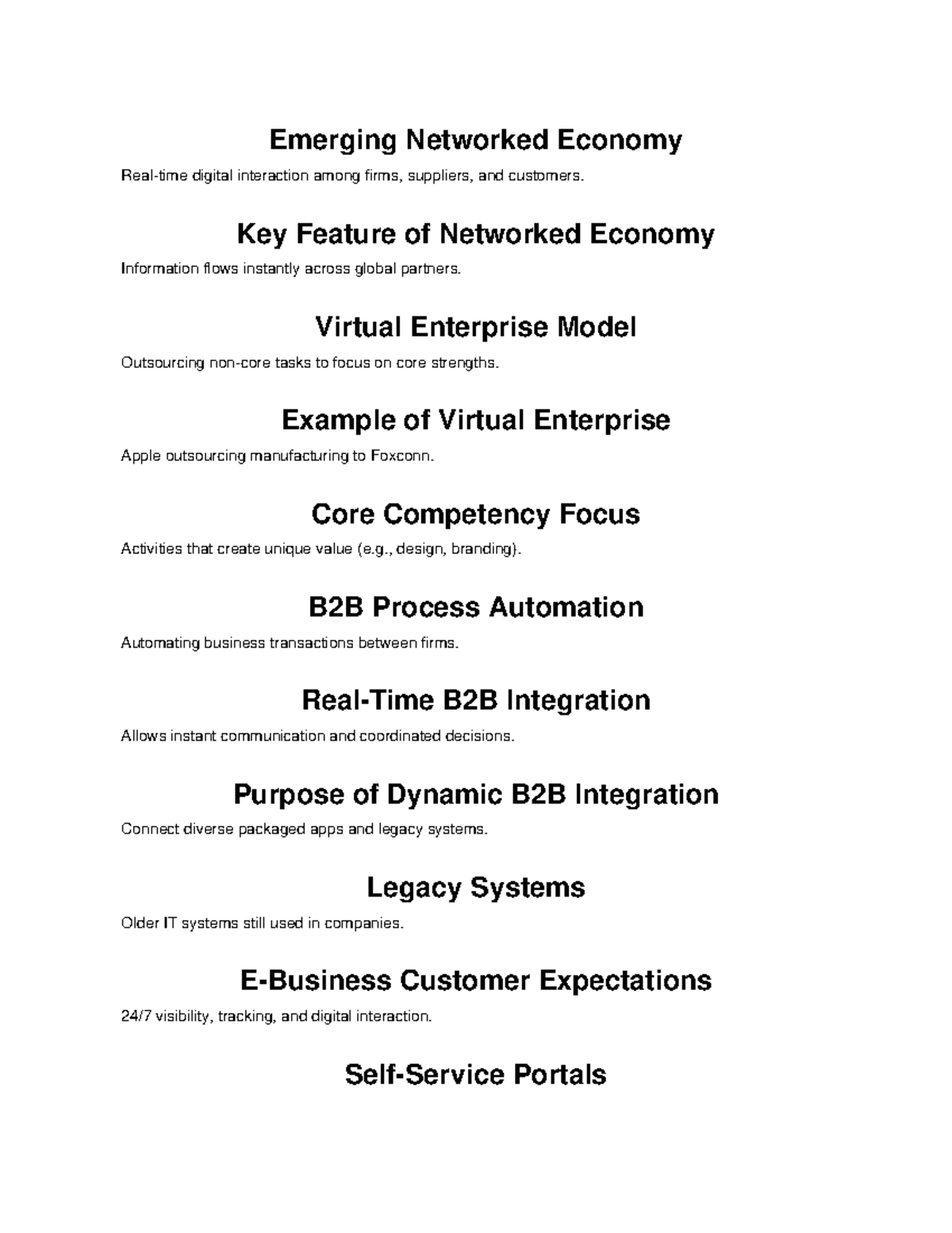 Flashcards - Emerging Networked Economy (ECO 101) Overview and Key ...