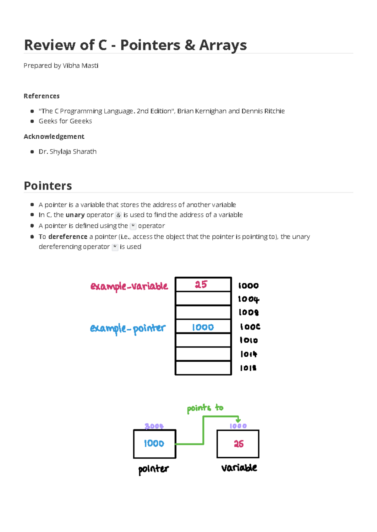 C Programming: Review of Pointers and Arrays Concepts - Studocu