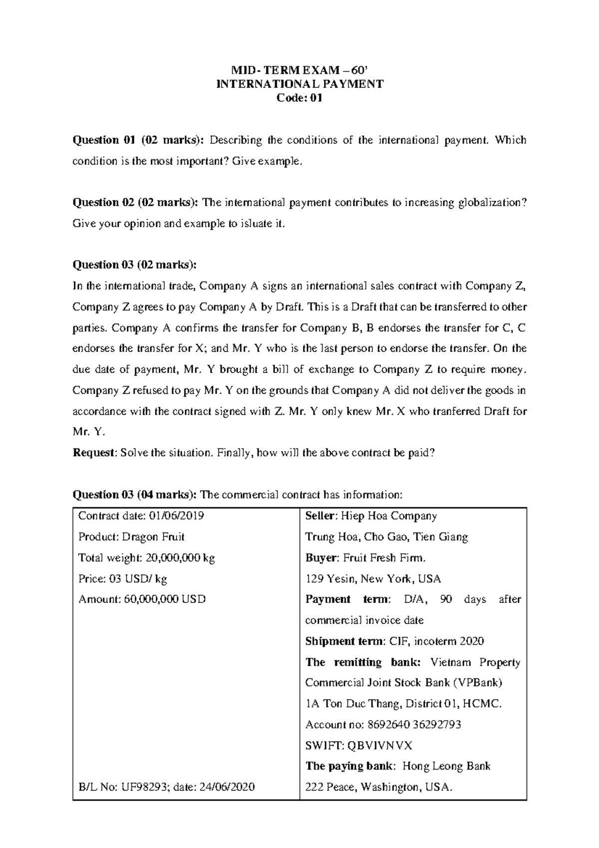 Midterm Exam - International Payment Case Study Analysis - Studocu