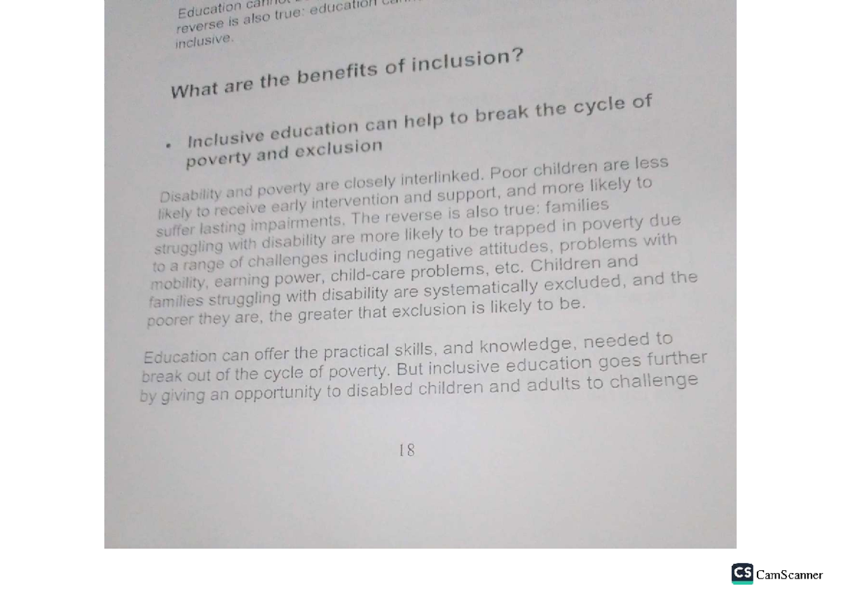 Inclusive Education: Breaking the Cycle of Poverty and Exclusion - Studocu