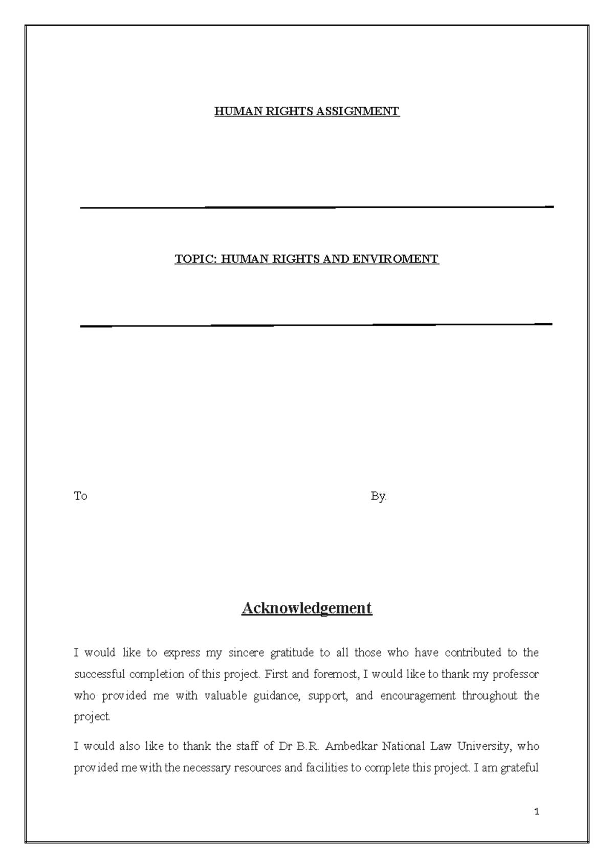 Human Rights Assignment - HUMAN RIGHTS ASSIGNMENT TOPIC: HUMAN RIGHTS ...