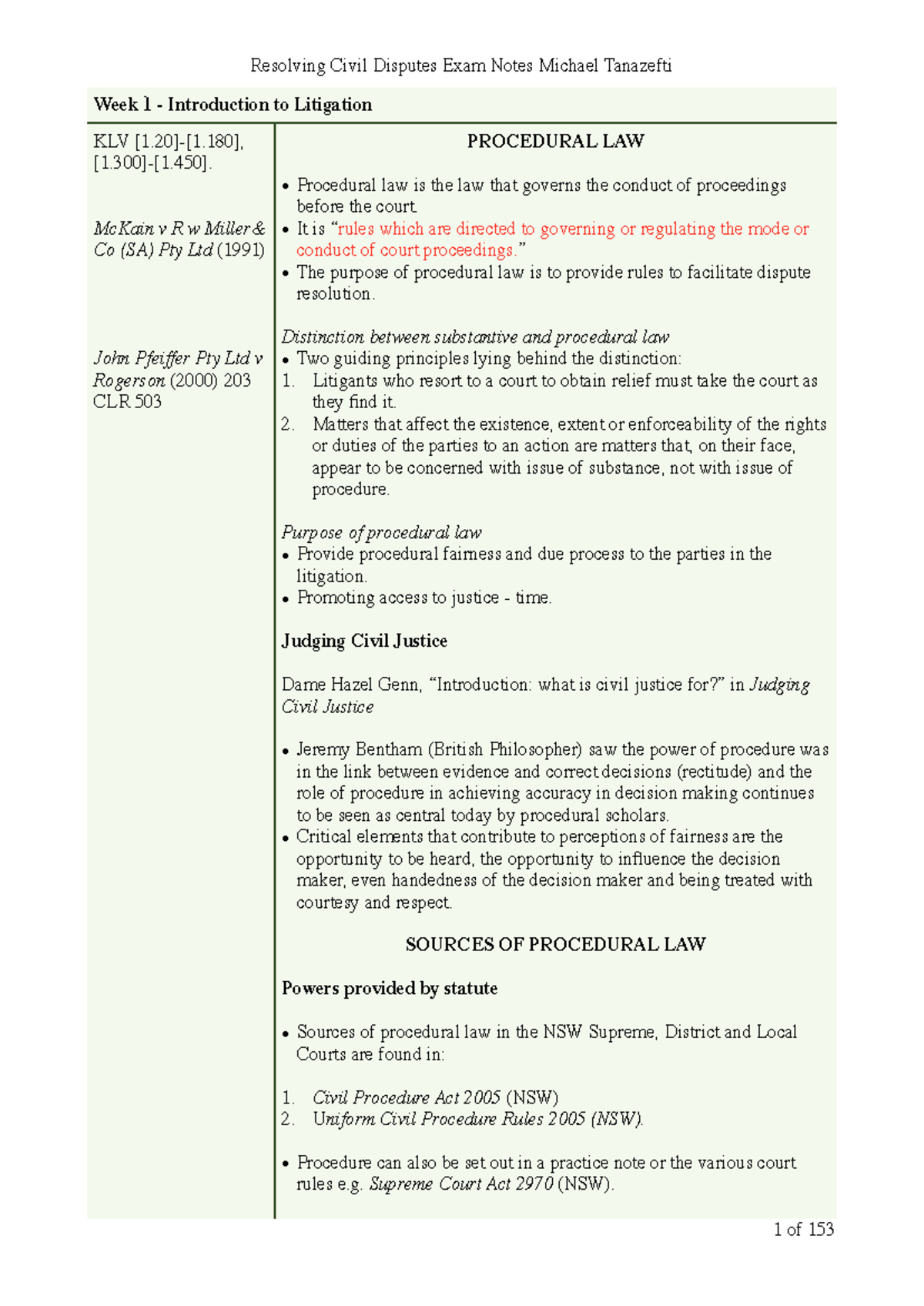 Final Exam Notes: Resolving Civil Disputes (LAWS301) - Studocu