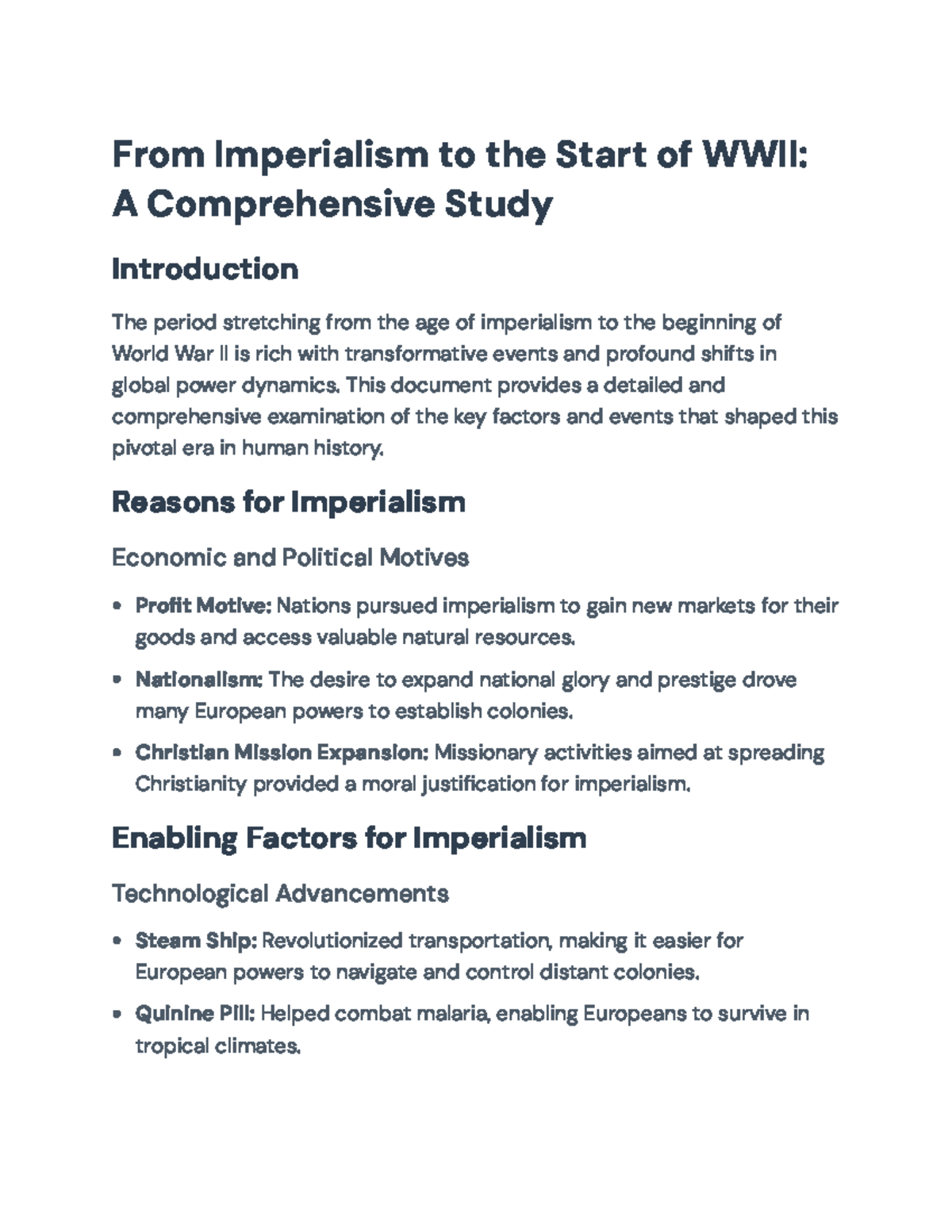 From Imperialism to WWII: Key Events and Dynamics (HIST 101) - From ...