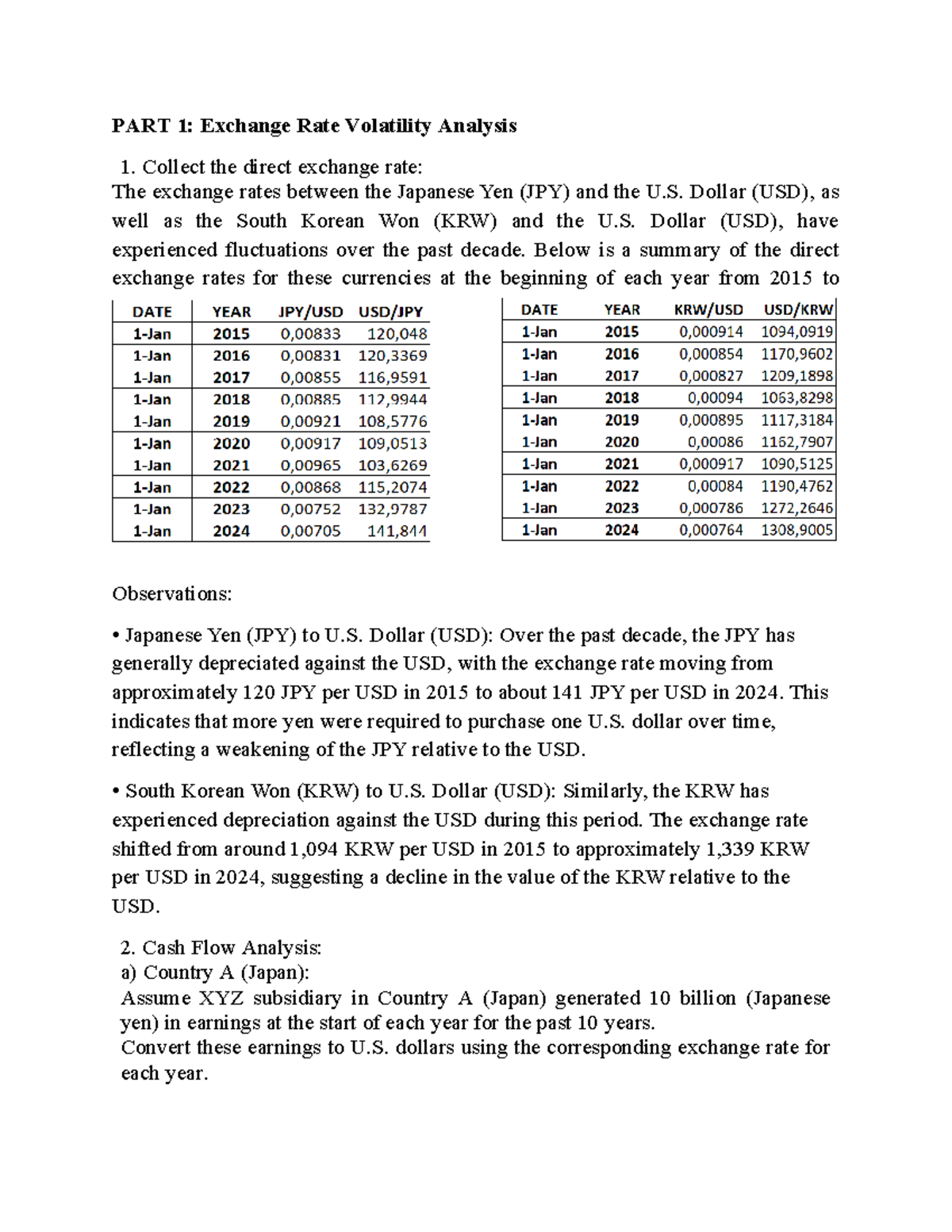 PART 1: Exchange Rate Volatility Analysis - JPY & KRW to USD - Studocu