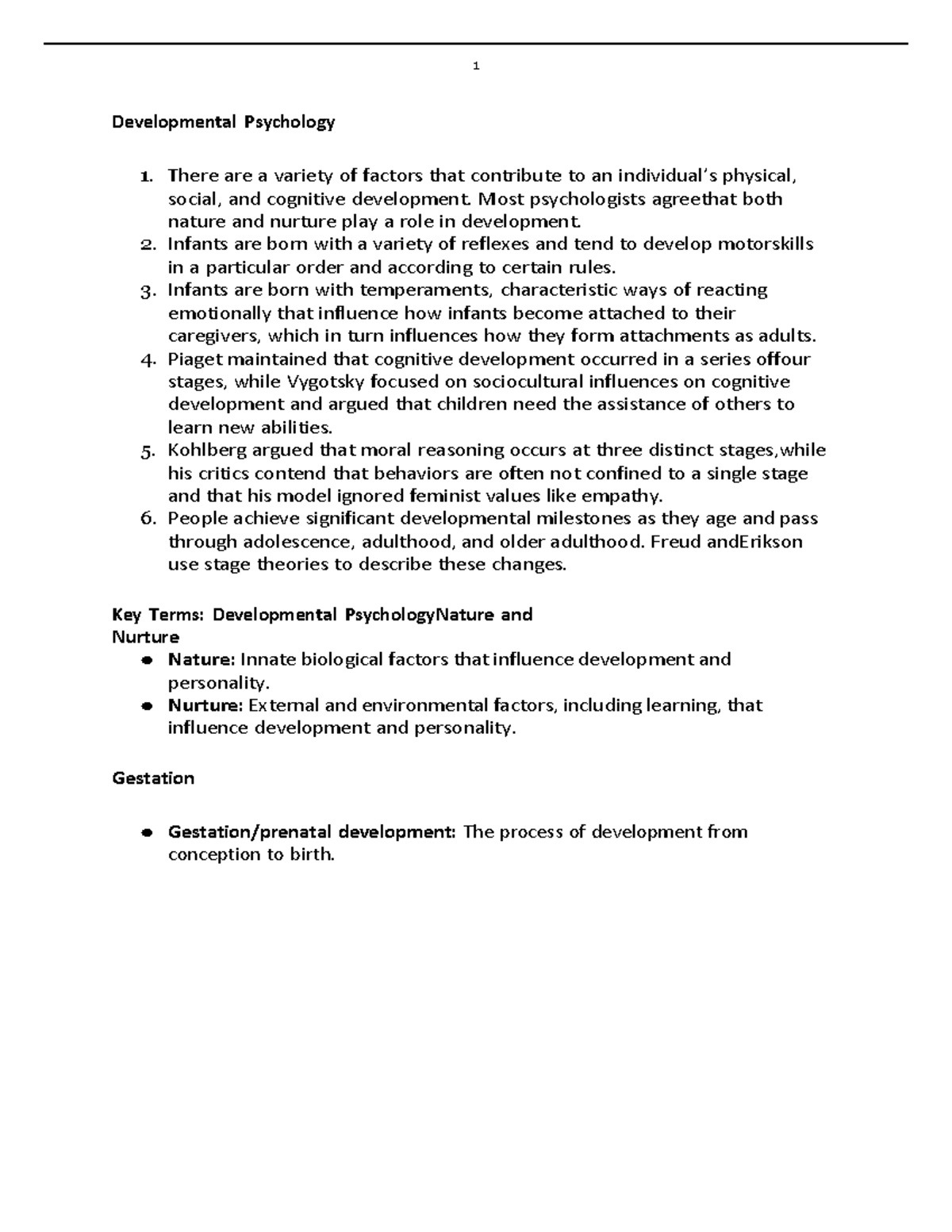 Developmental Psychology Overview: Key Concepts and Theories - Studocu