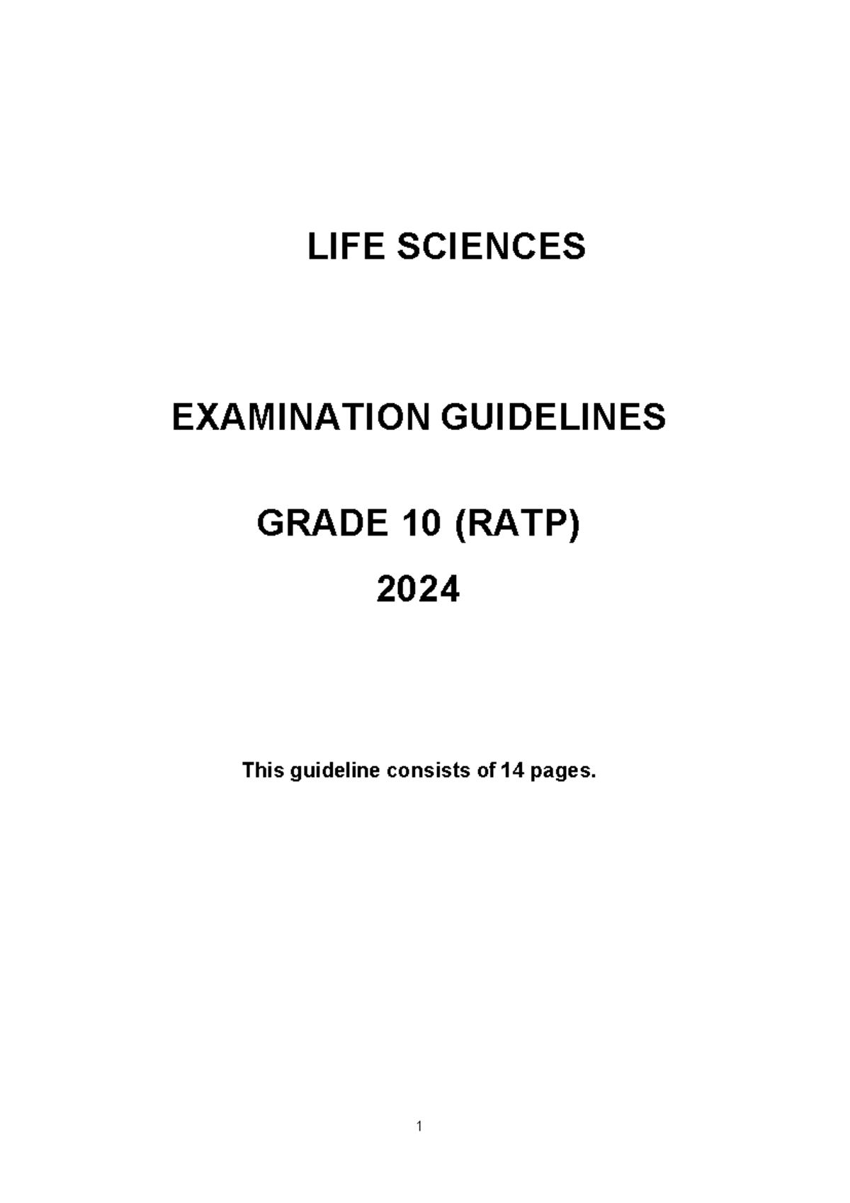 LIFE SCIENCES GRADE 10 (RATP) EXAMINATION GUIDELINES 2024 - Studocu