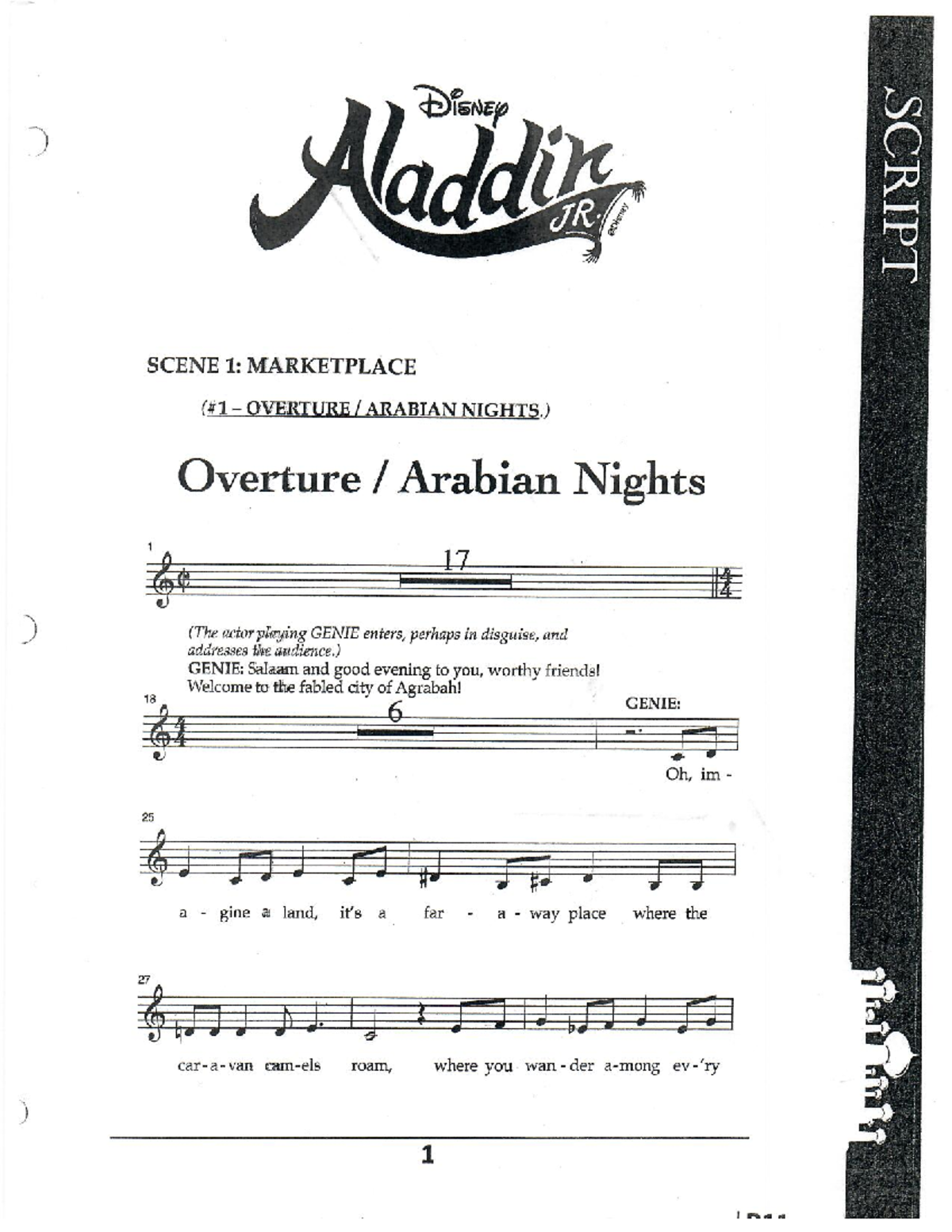 Aladdin Jr. Script - Scene 1: Marketplace Overture and Scene 2: Palace ...